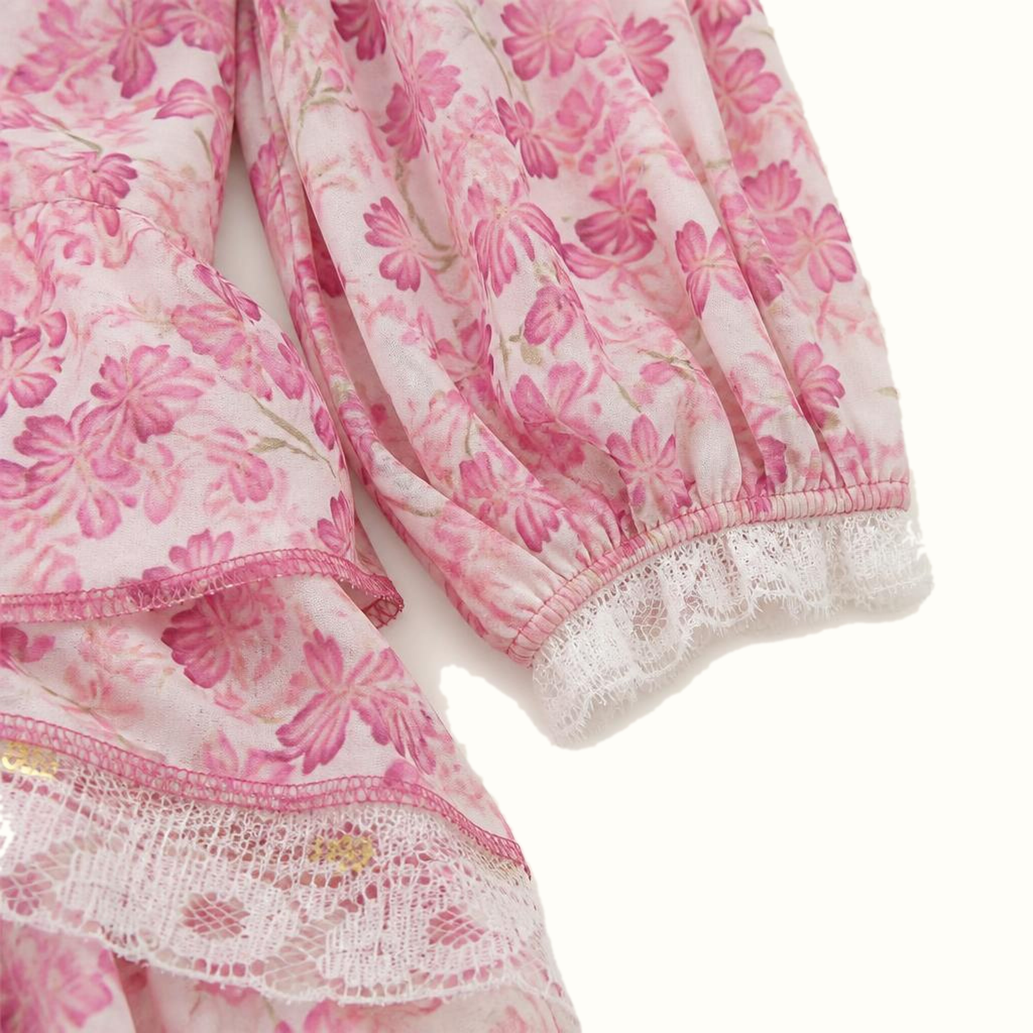 Girls' Floral Lace-Trim Dress - ZAH-1337