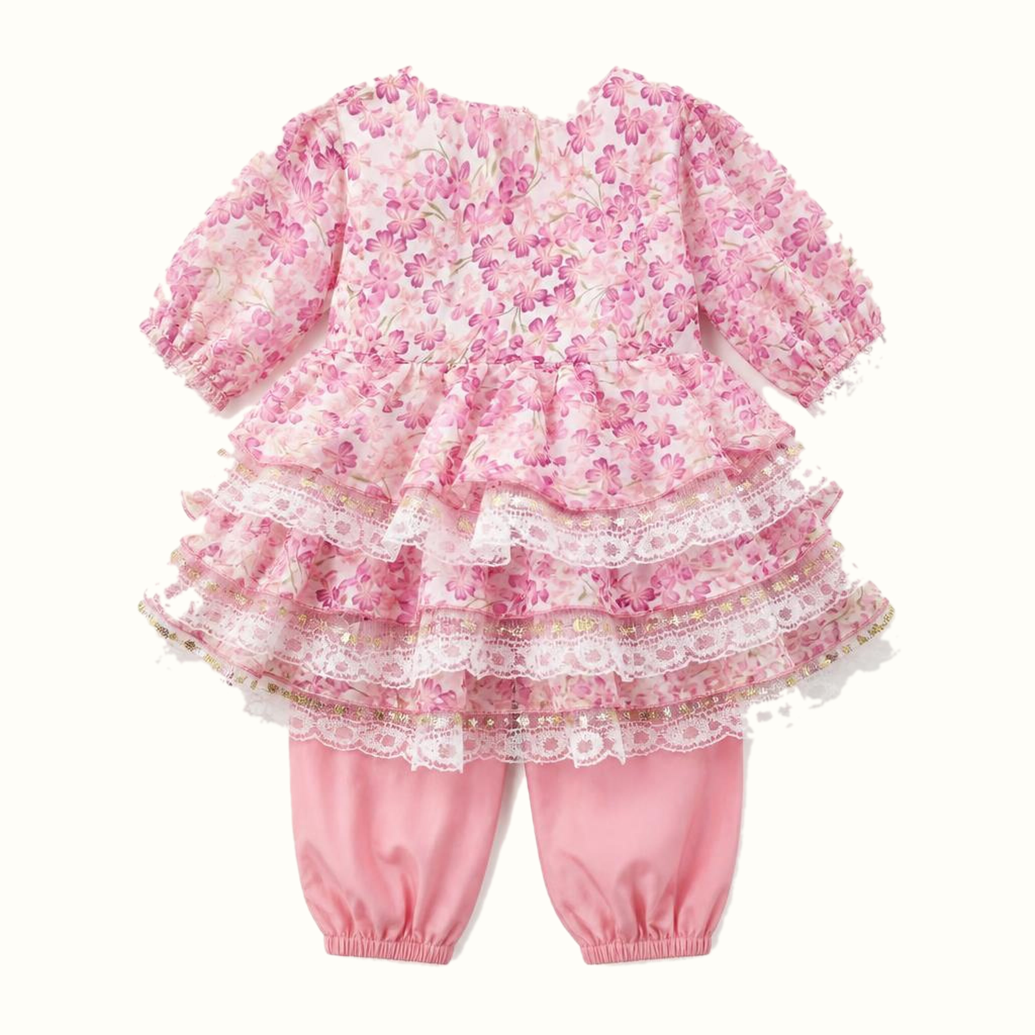 Girls' Floral Lace-Trim Dress - ZAH-1337