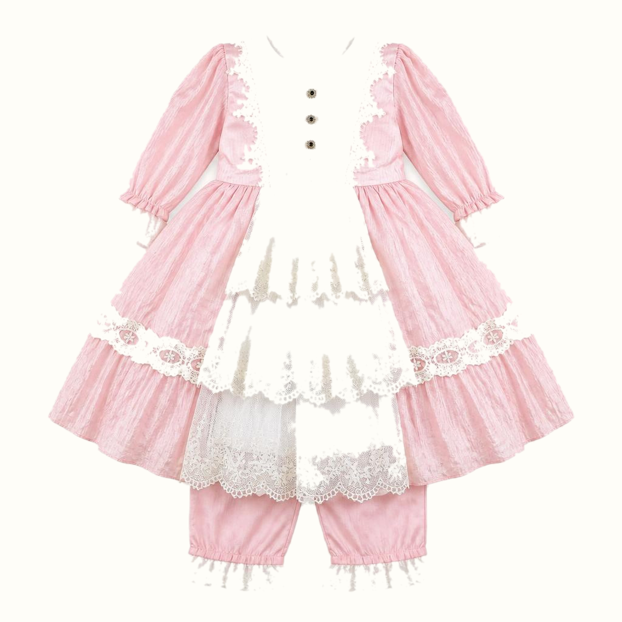 Girls' Lace-Trim Dress - ZAH-1338
