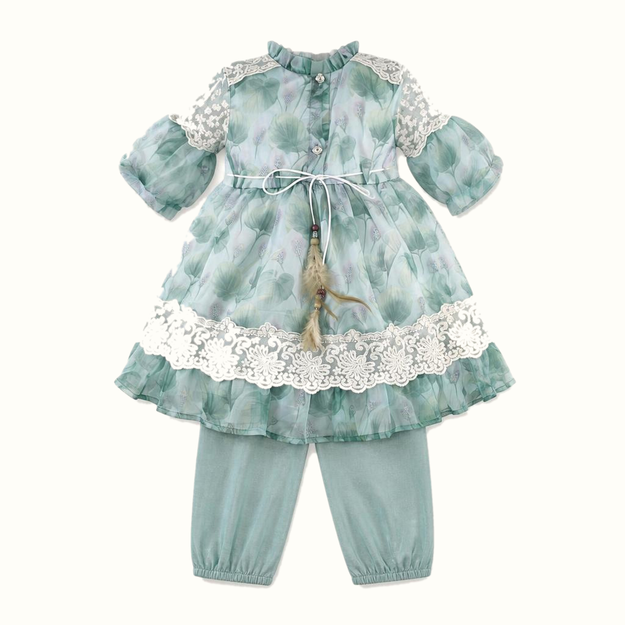 Girls' Floral Lace-Trim Dress - ZAH-1339A