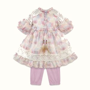 Girls' Floral Lace-Trim Dress - ZAH-1339A