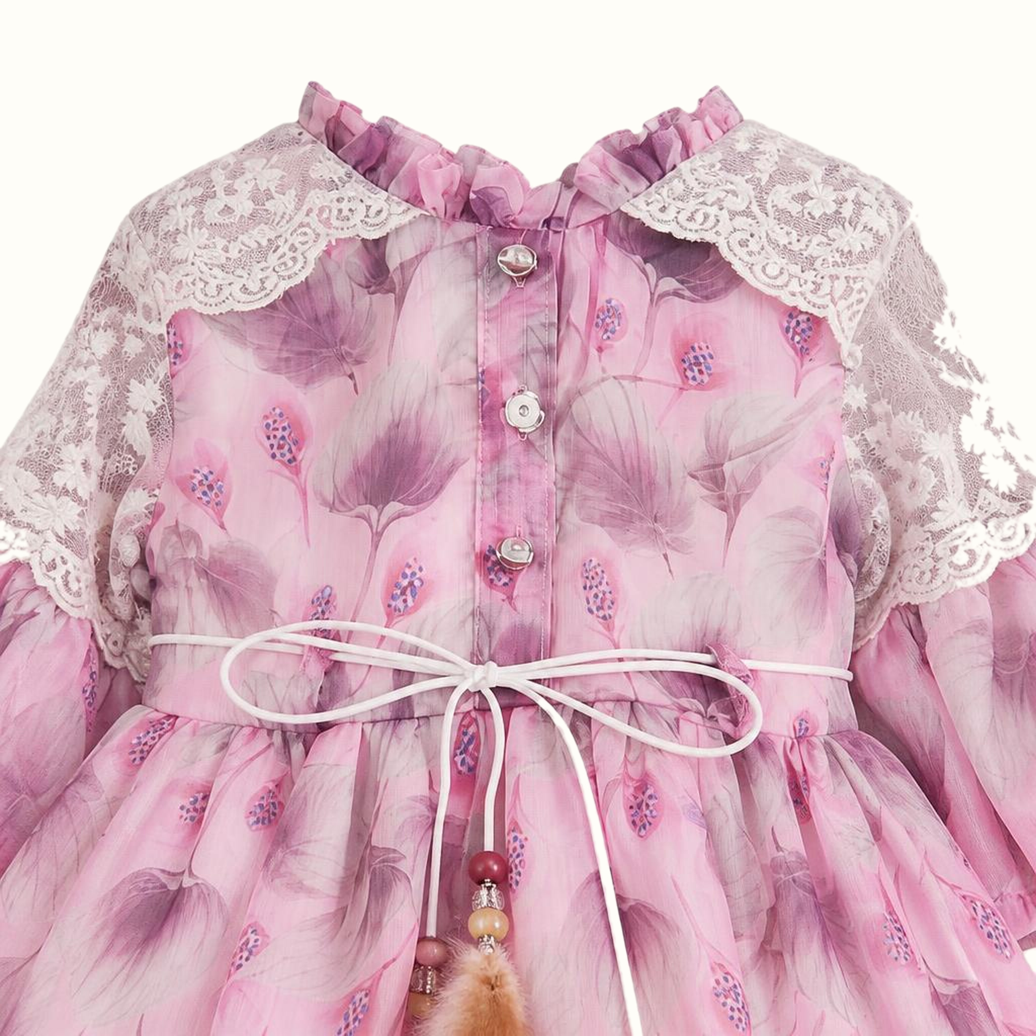 Girls' Floral Lace-Trim Dress - ZAH-1339A