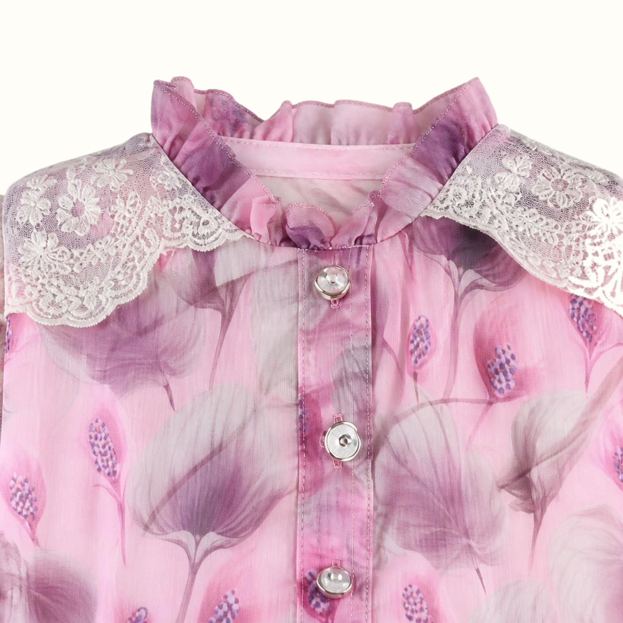 Girls' Floral Lace-Trim Dress - ZAH-1339A