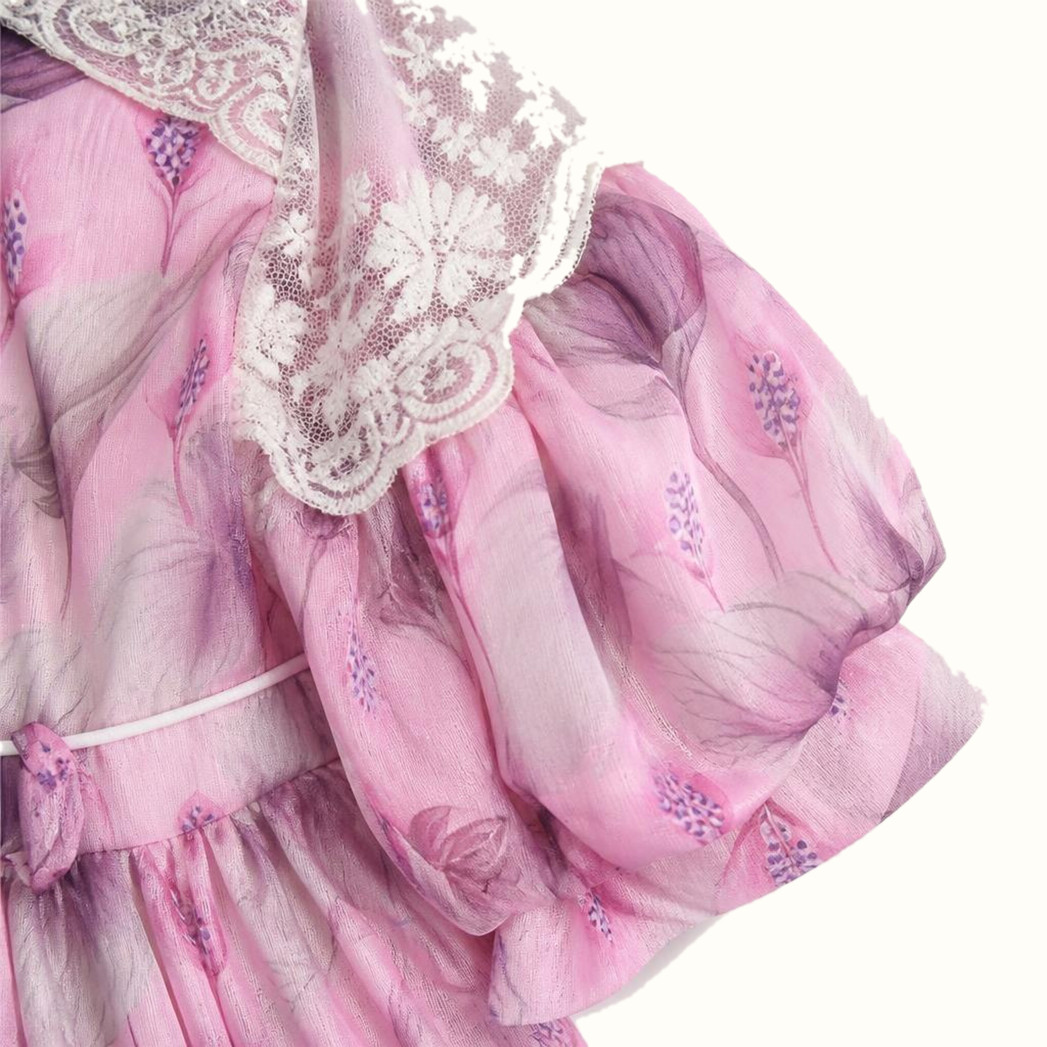 Girls' Floral Lace-Trim Dress - ZAH-1339A
