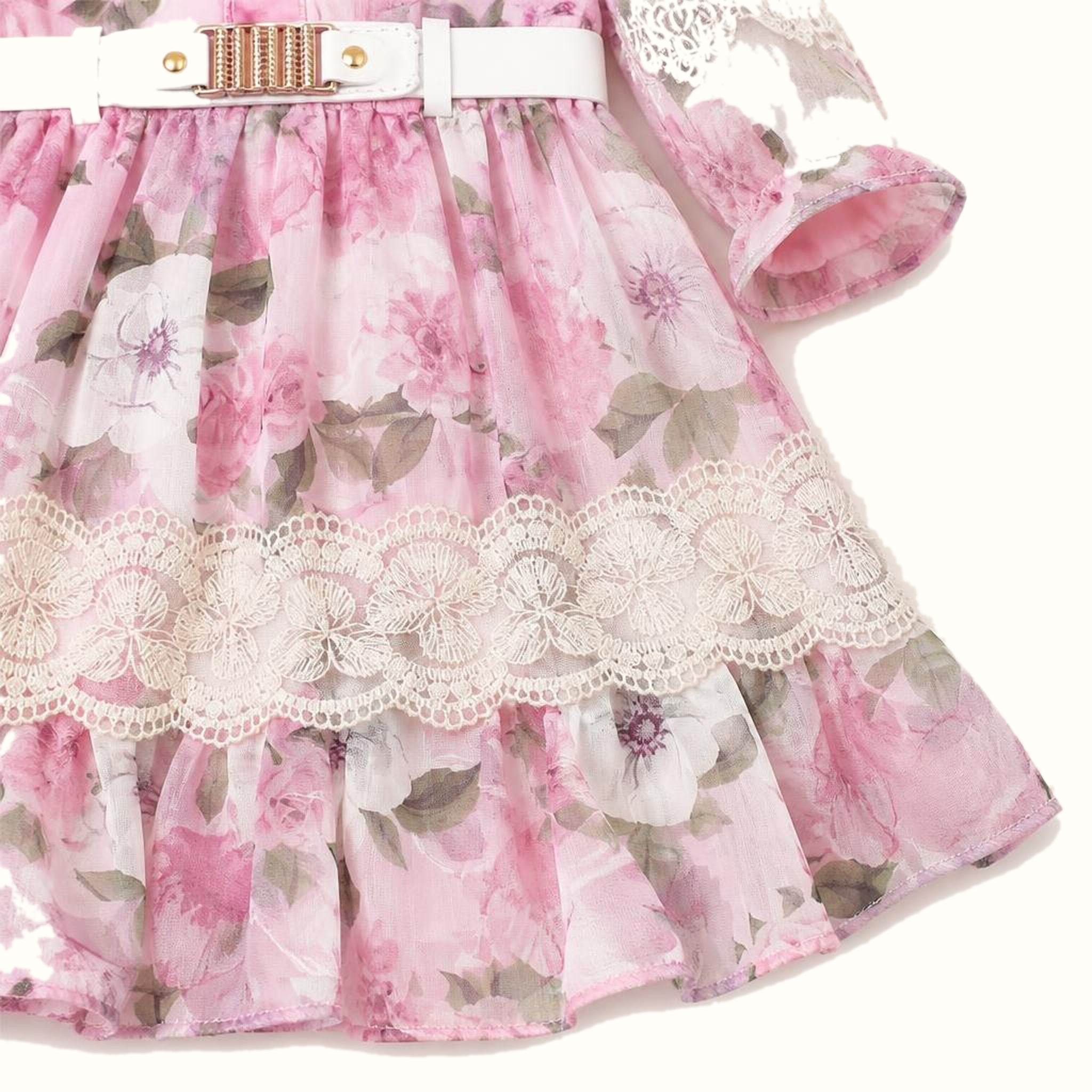 Girls' Floral Lace-Trim Dress - ZAH-1339