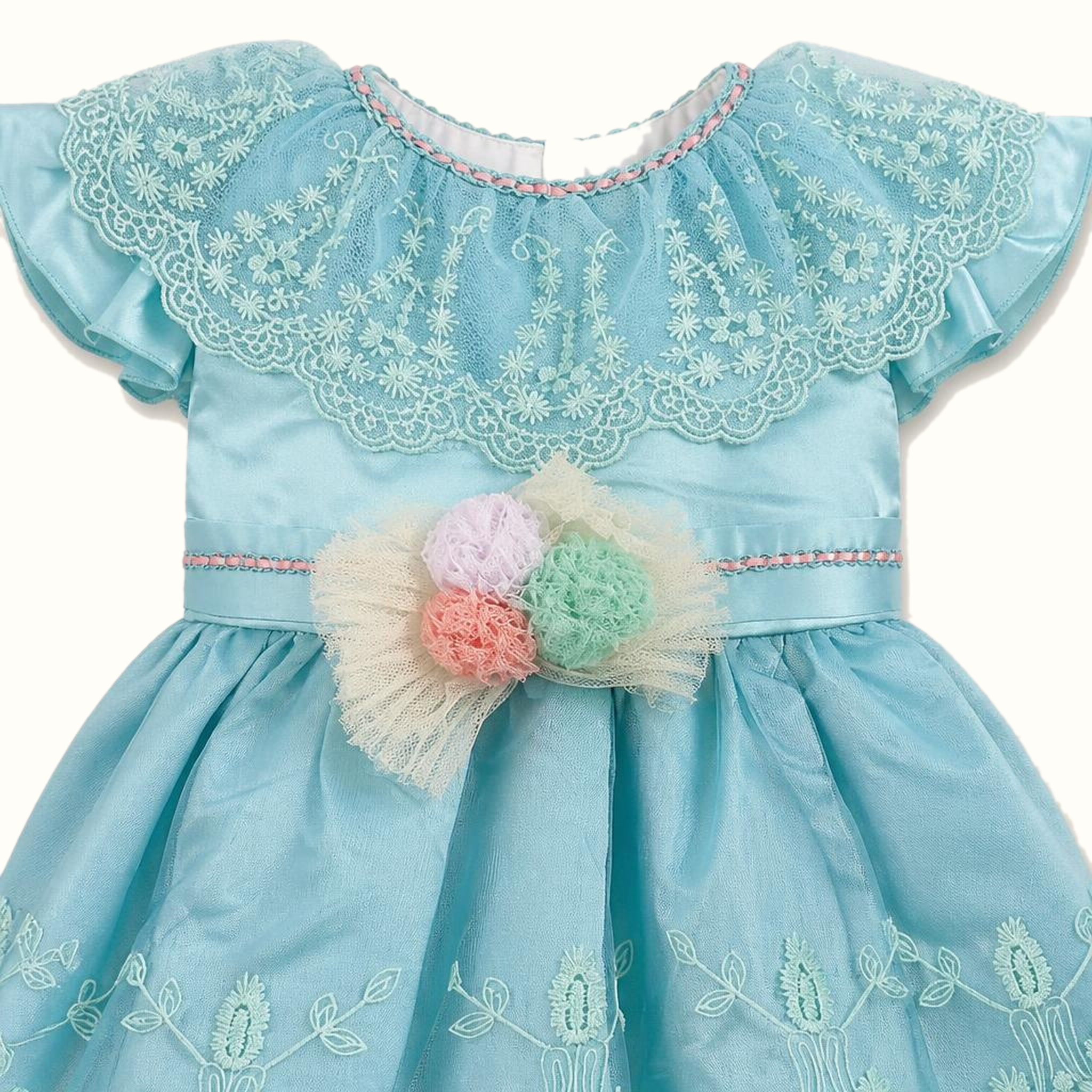 Girls' Floral Lace-Trim Dress - ZAH-1344