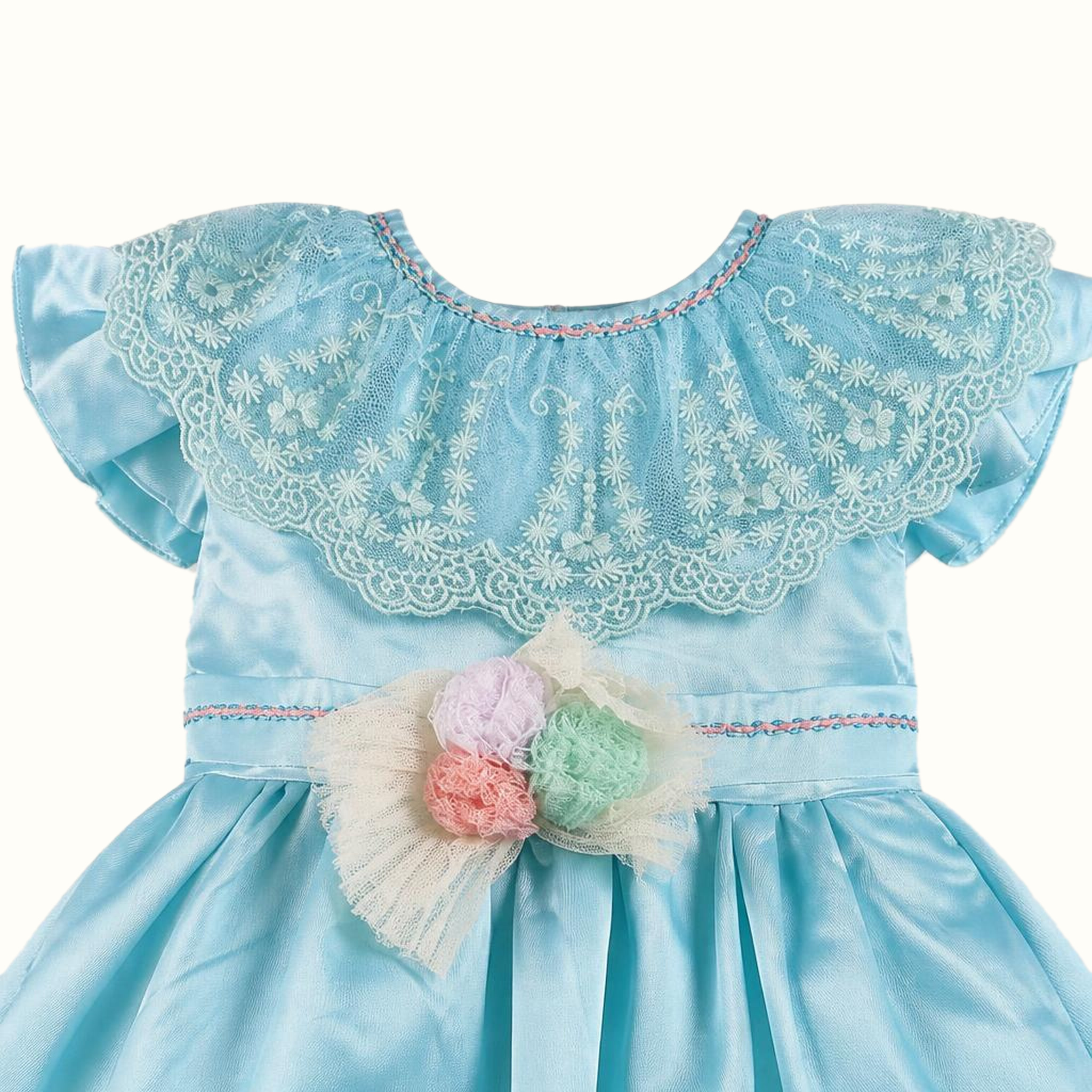Girls' Floral Lace-Trim Dress - ZAH-1344