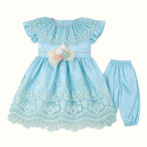 Girls' Floral Lace-Trim Dress - ZAH-1344