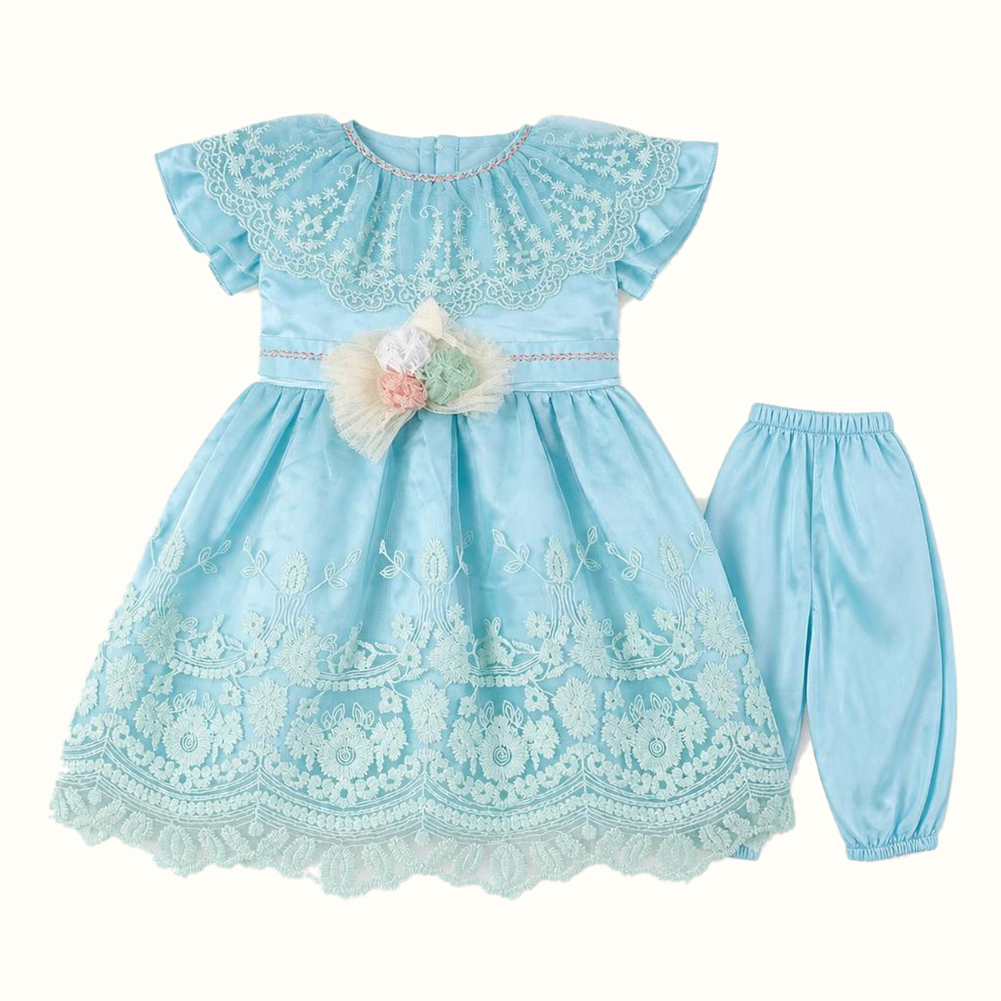 Girls' Floral Lace-Trim Dress - ZAH-1344