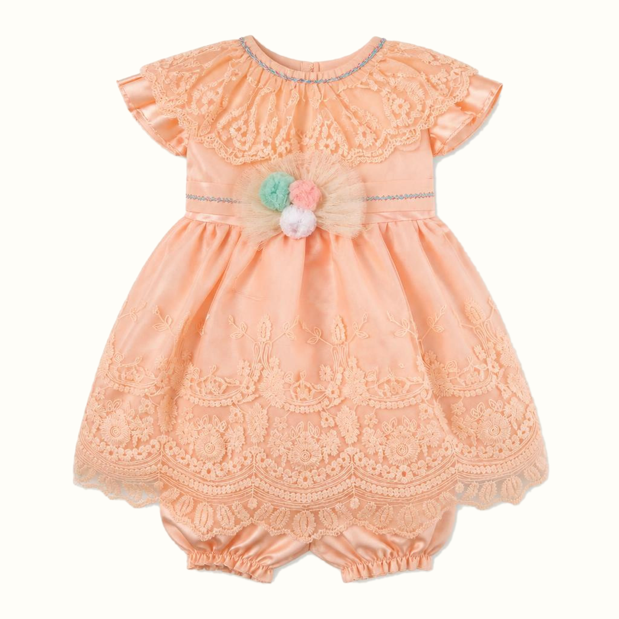 Girls' Floral Lace-Trim Dress - ZAH-1344