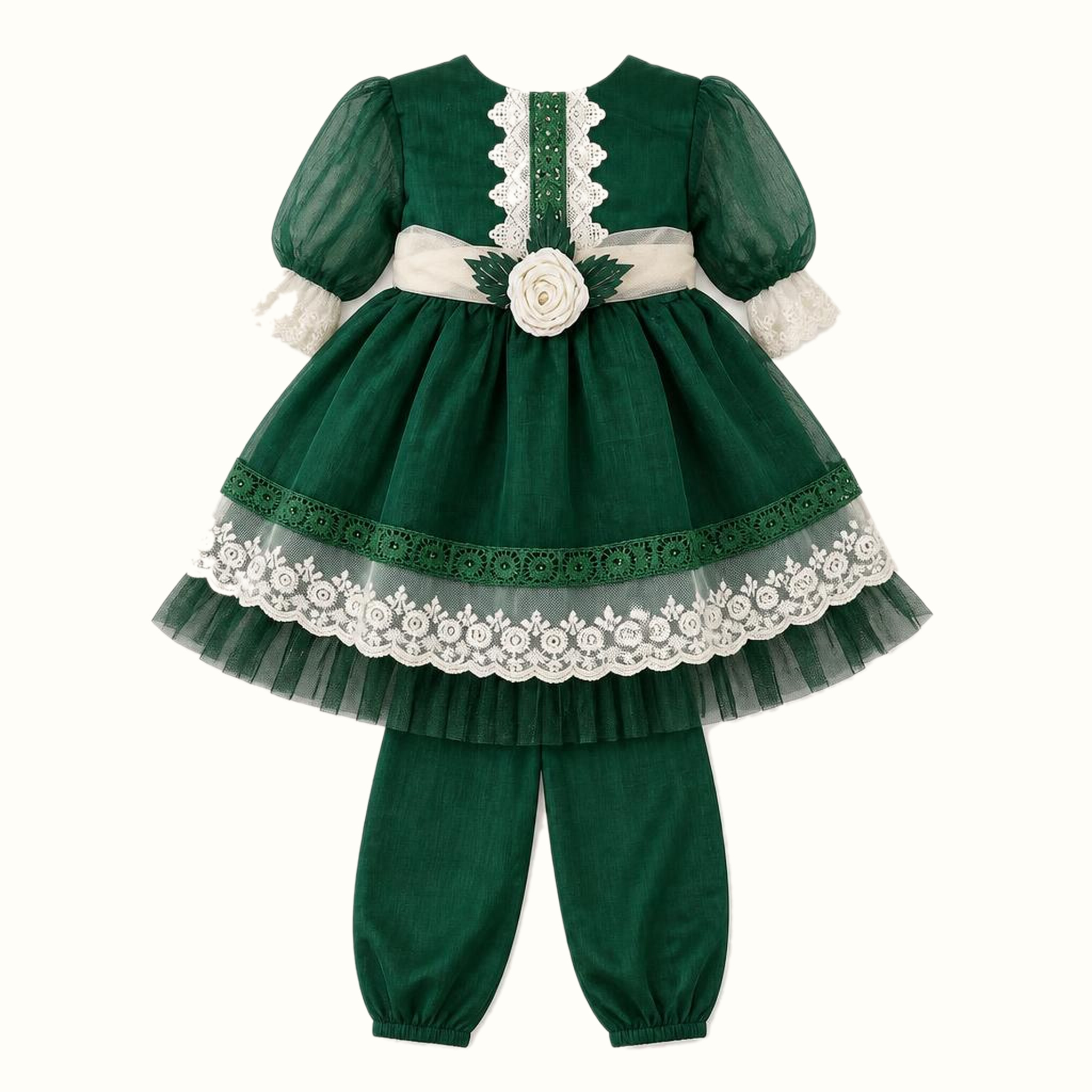 Girls' Floral Lace-Trim Dress - ZAH-1350