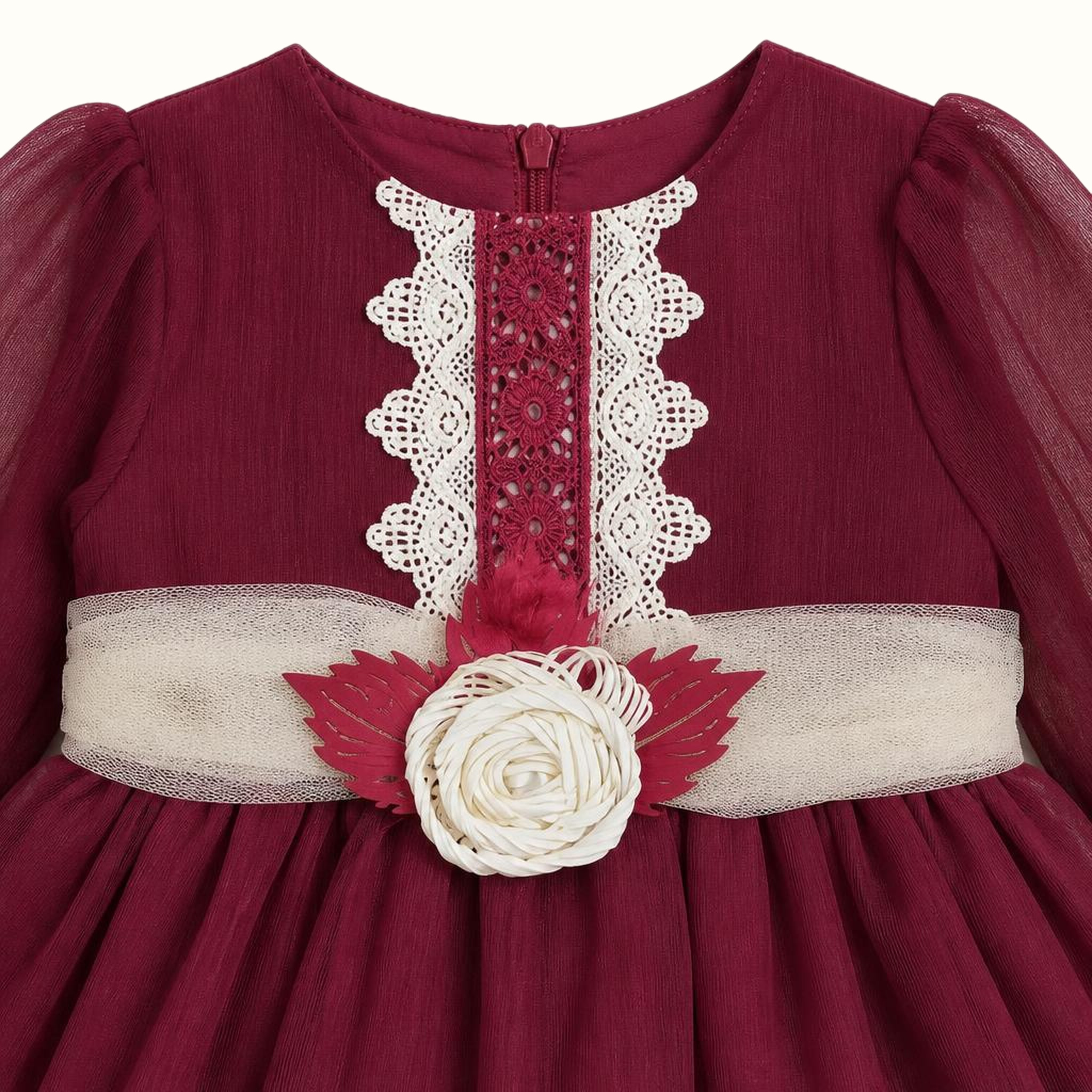 Girls' Floral Lace-Trim Dress - ZAH-1350