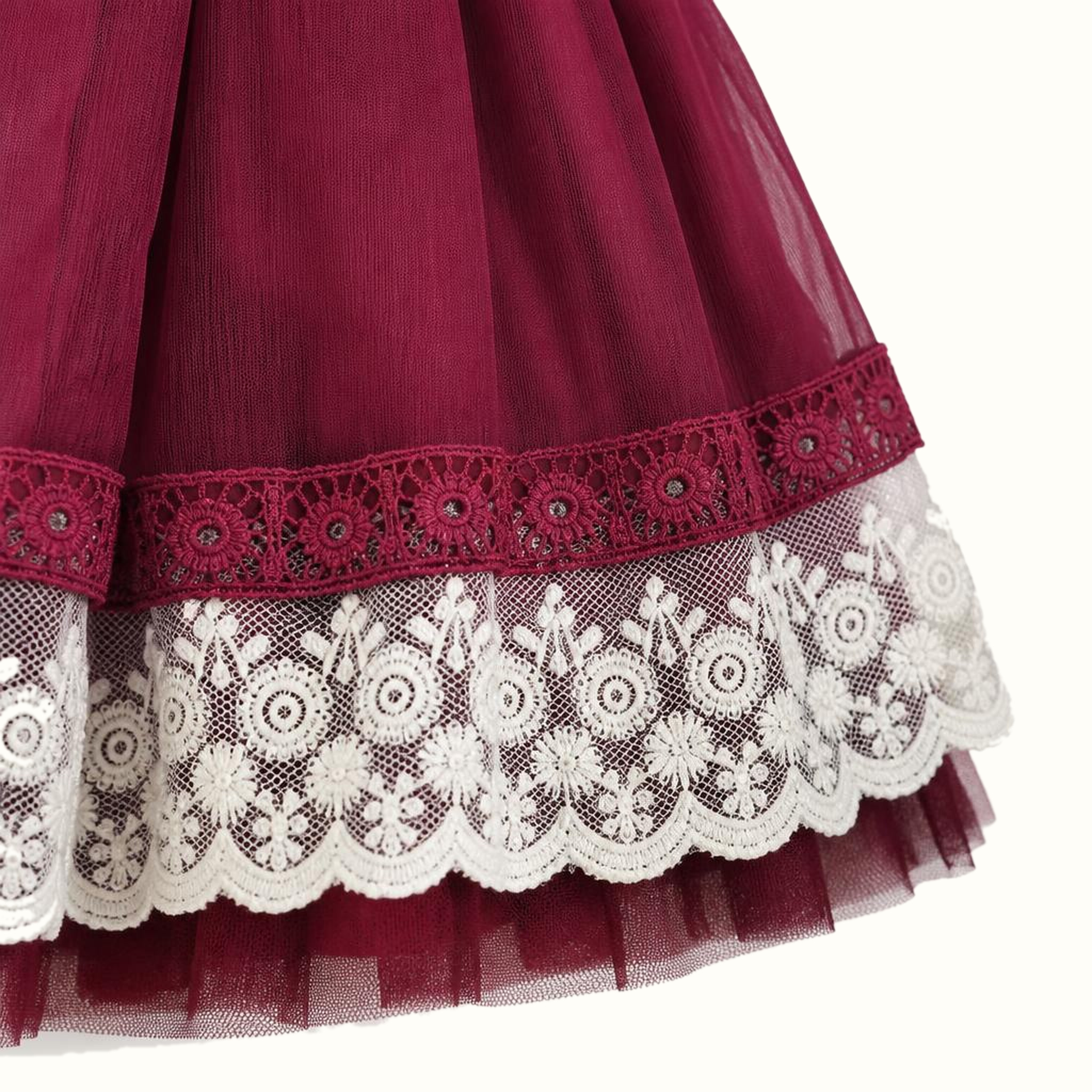 Girls' Floral Lace-Trim Dress - ZAH-1350