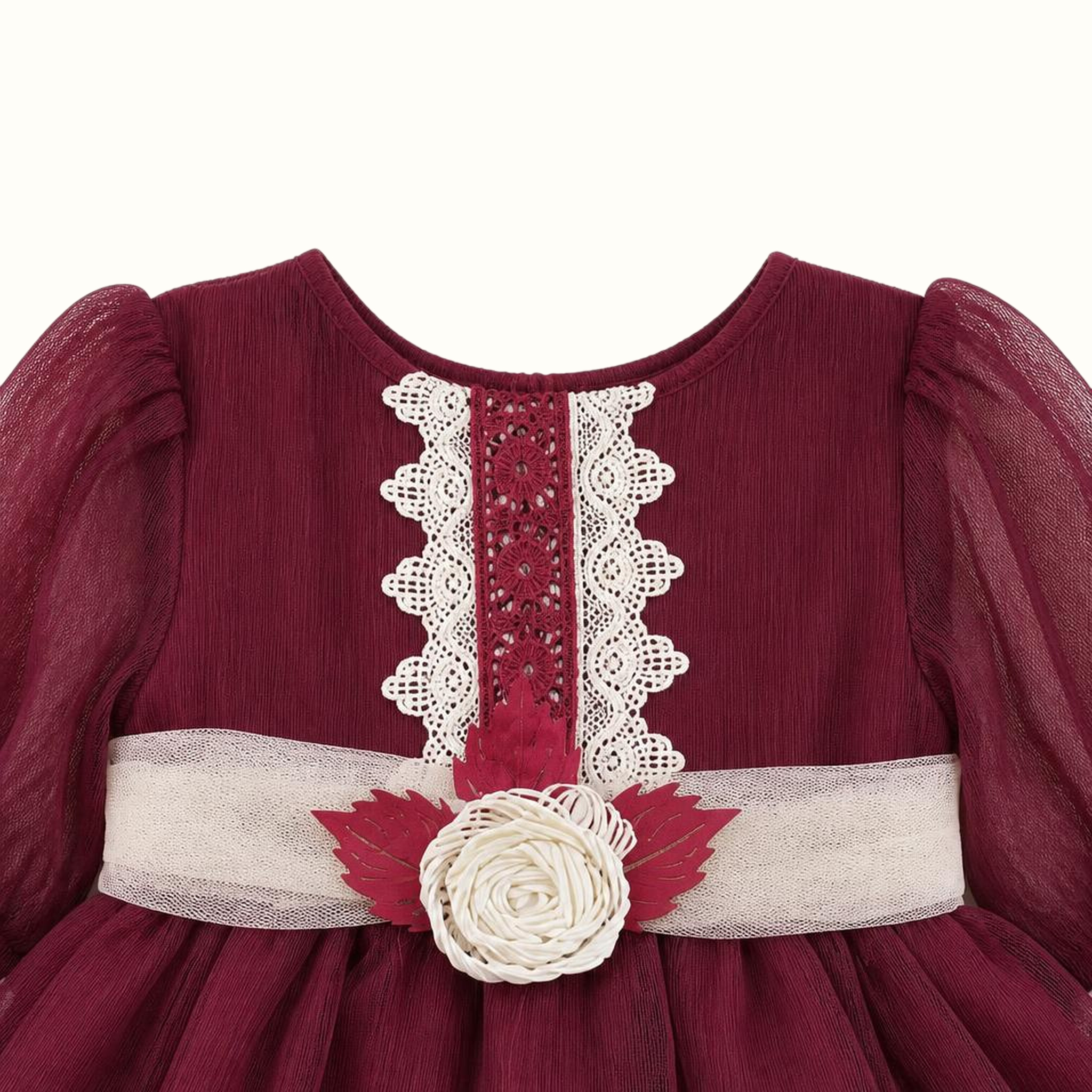 Girls' Floral Lace-Trim Dress - ZAH-1350