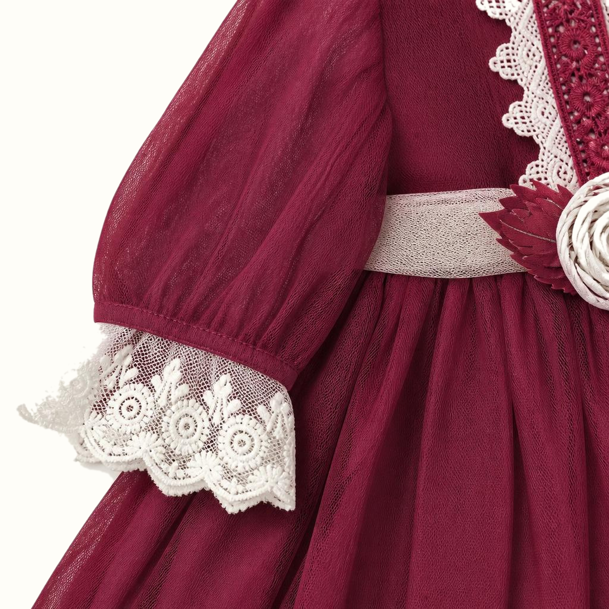Girls' Floral Lace-Trim Dress - ZAH-1350