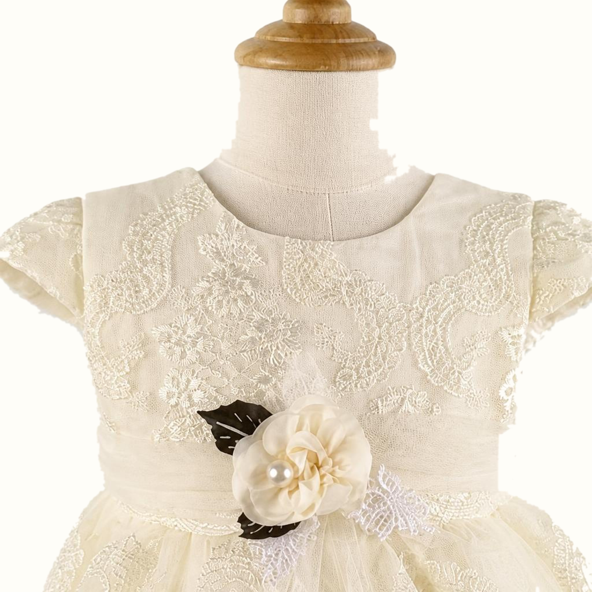 Girls' Floral Lace-Trim Tulle Dress - ZAH-1353