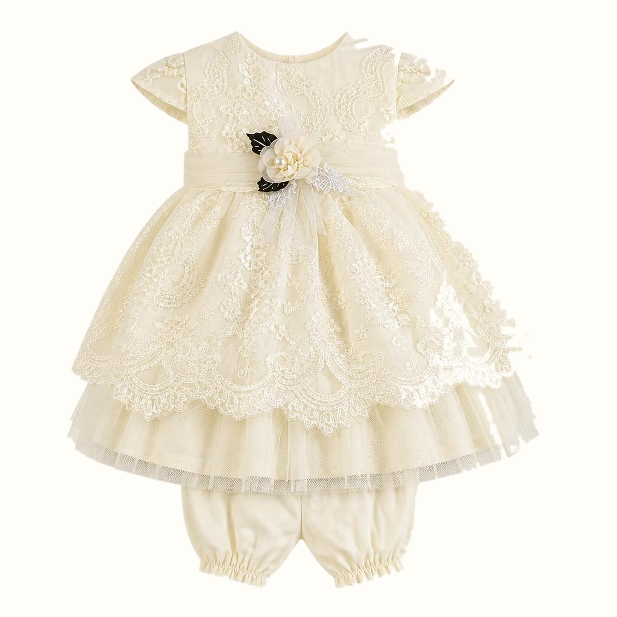 Girls' Floral Lace-Trim Tulle Dress - ZAH-1353