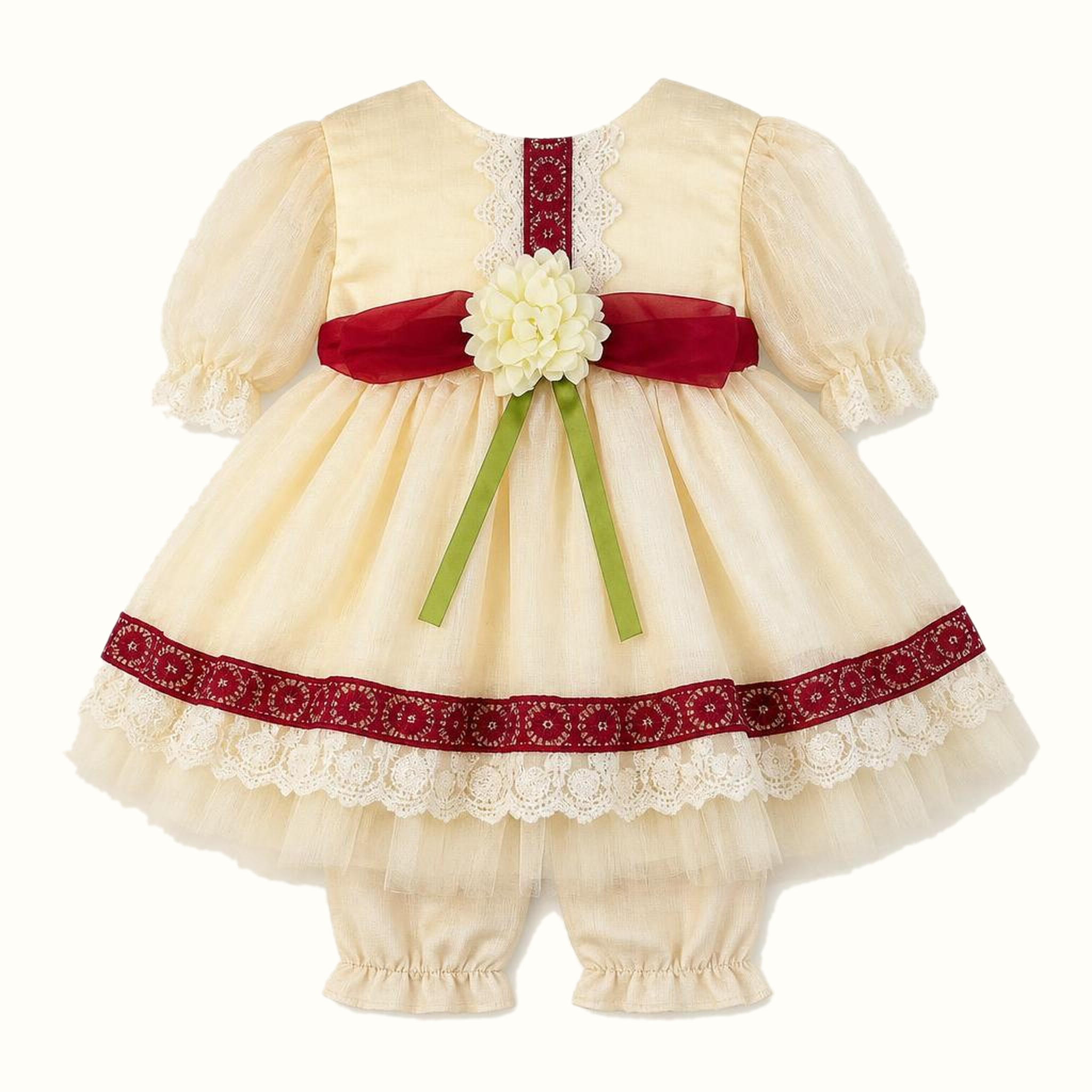 Girls' Floral Lace-Trim Dress & Leggings Set - ZAH-1354