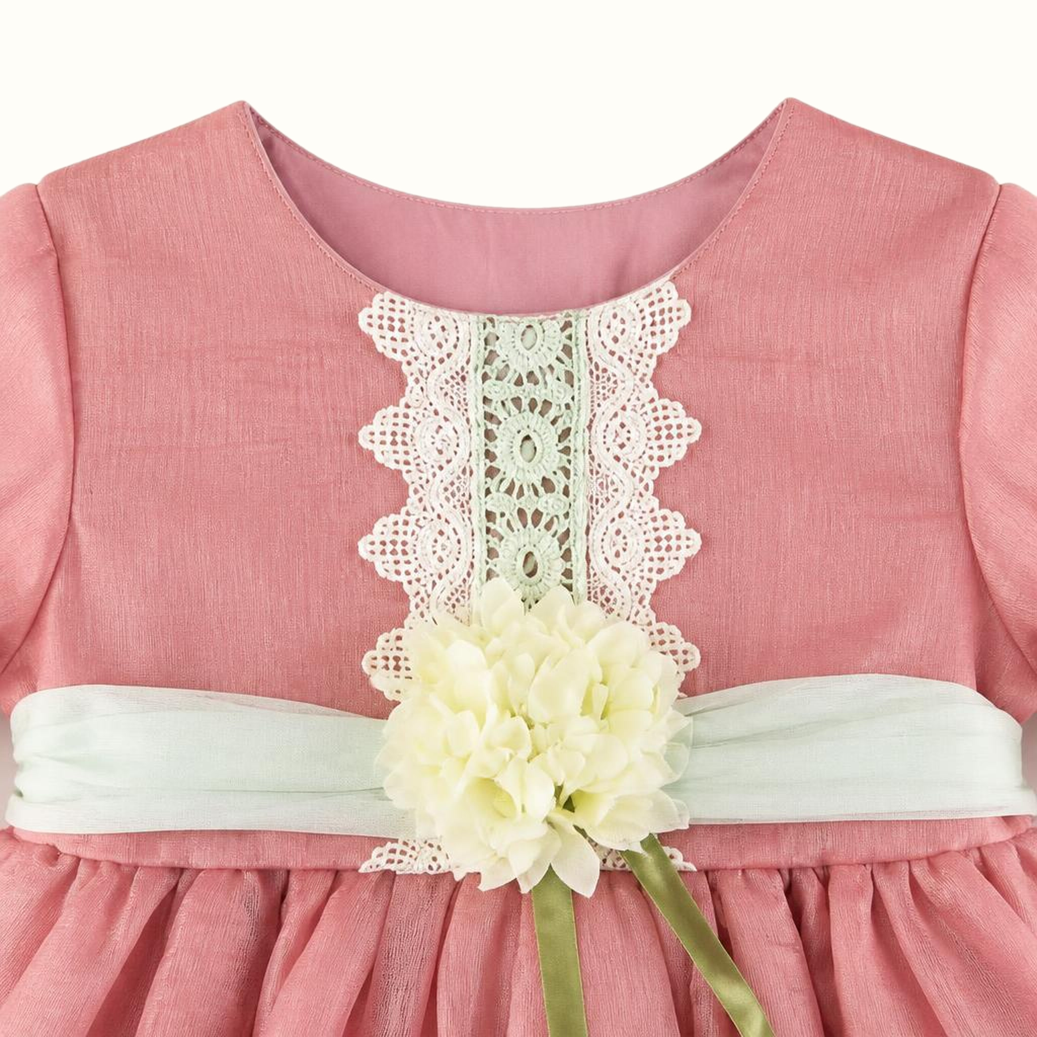Girls' Floral Lace-Trim Dress & Leggings Set - ZAH-1354