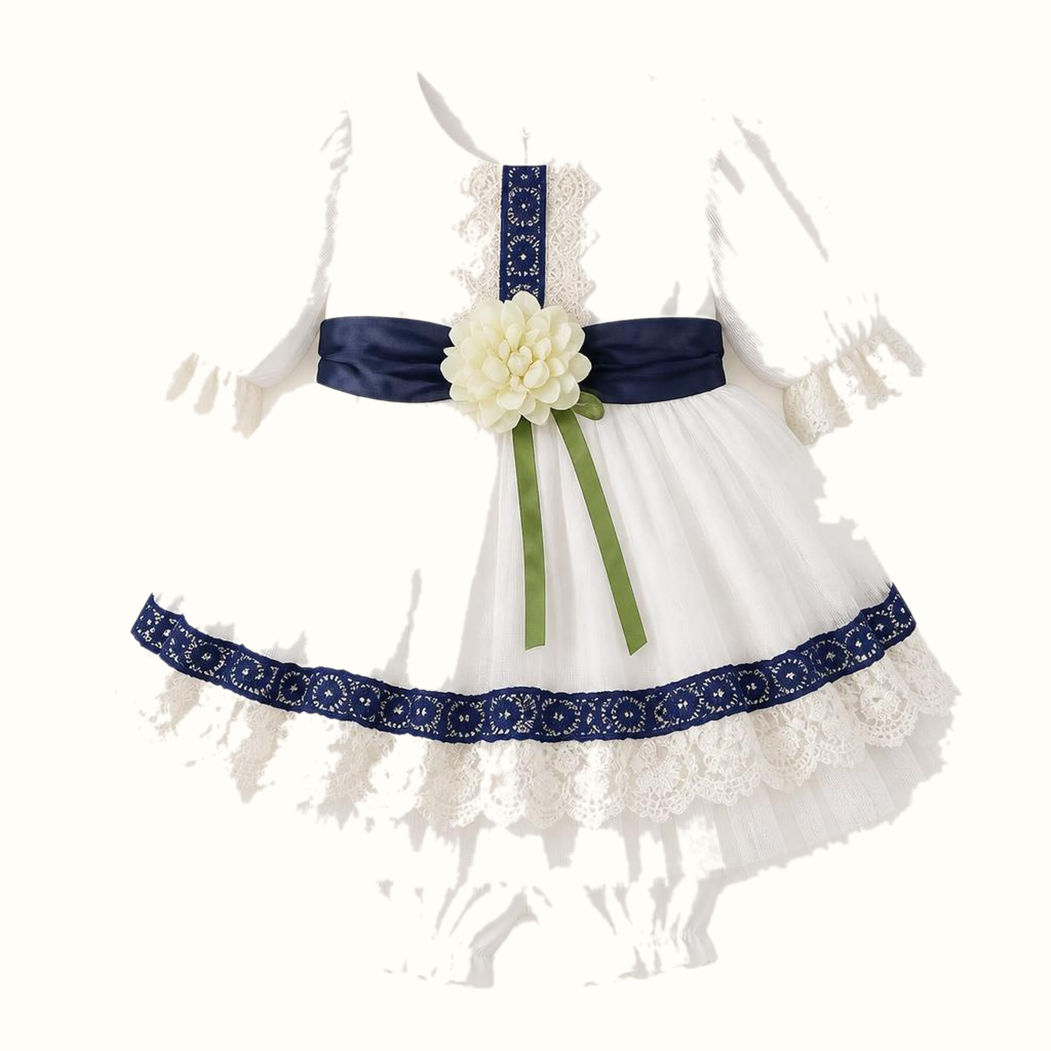Girls' Floral Lace-Trim Dress & Leggings Set - ZAH-1354