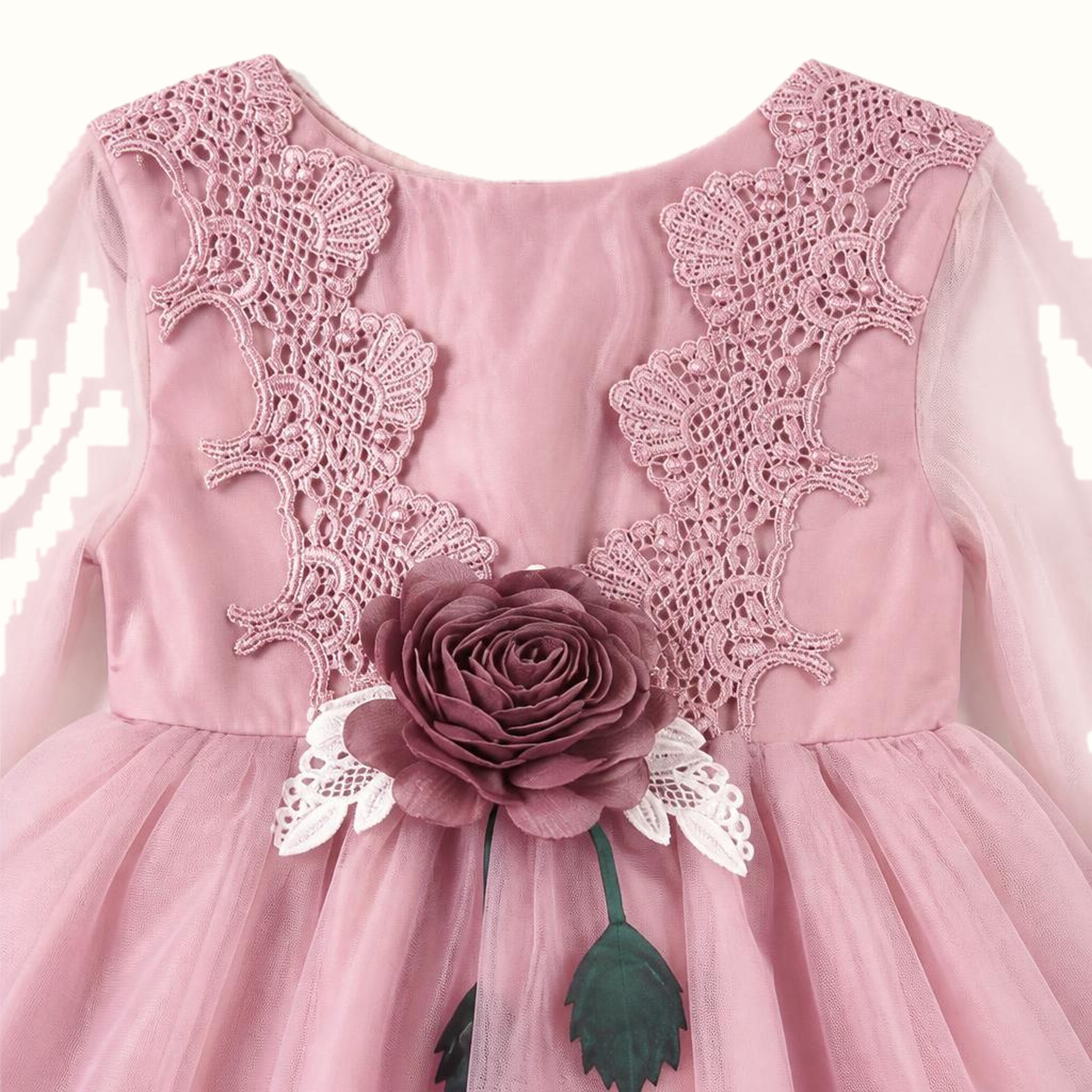 Girls' Floral Lace-Trim Dress - ZAH-1357