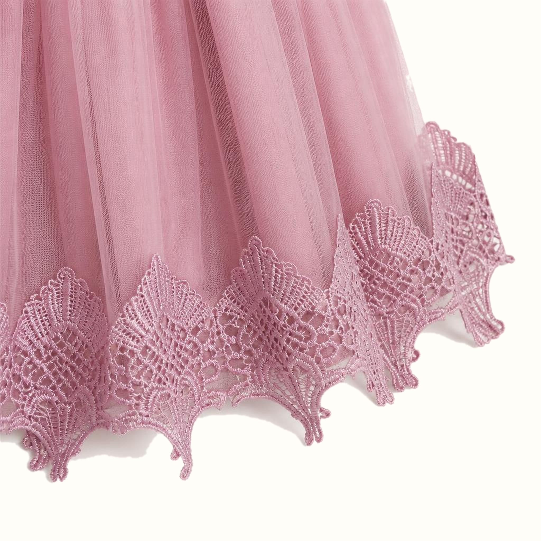 Girls' Floral Lace-Trim Dress - ZAH-1357