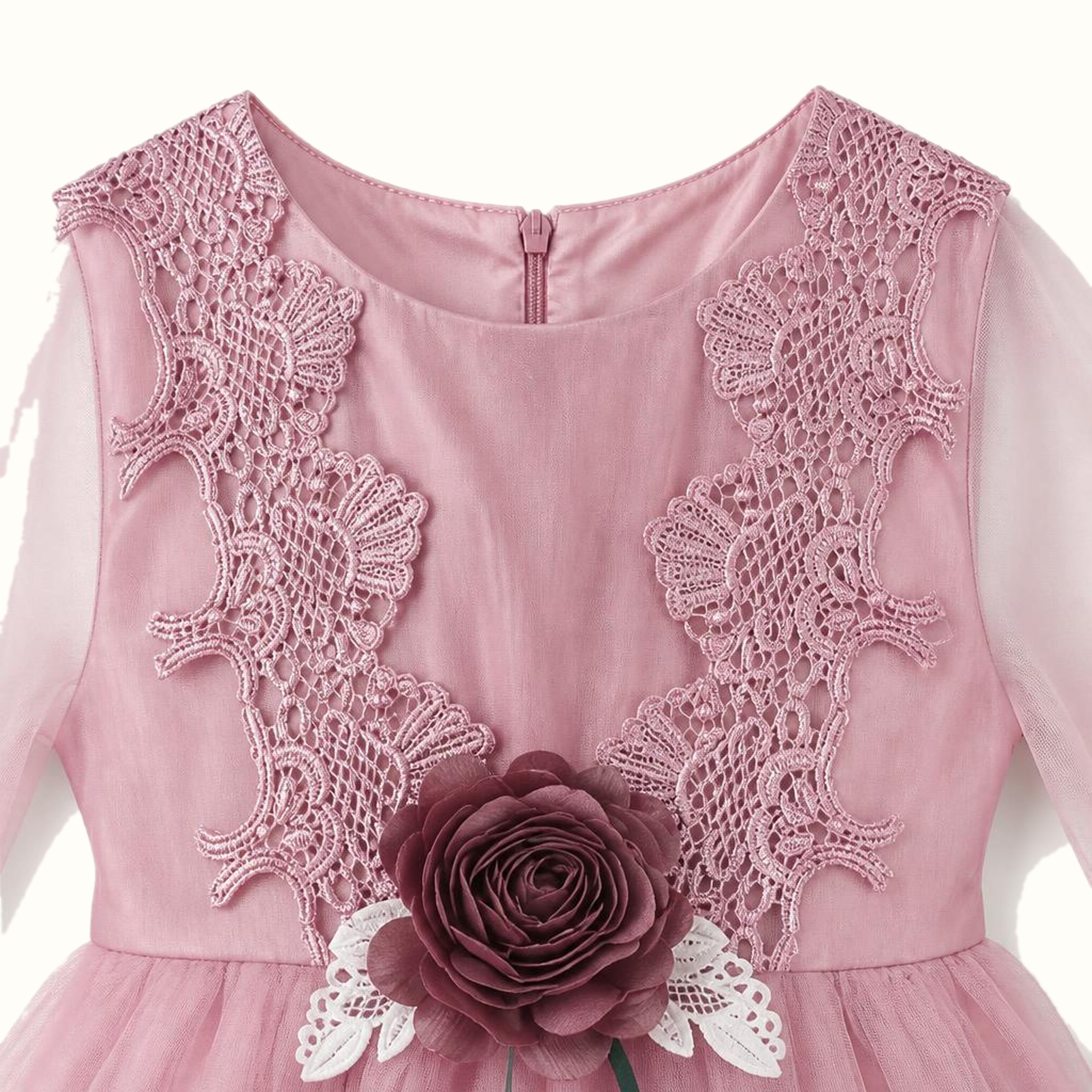 Girls' Floral Lace-Trim Dress - ZAH-1357