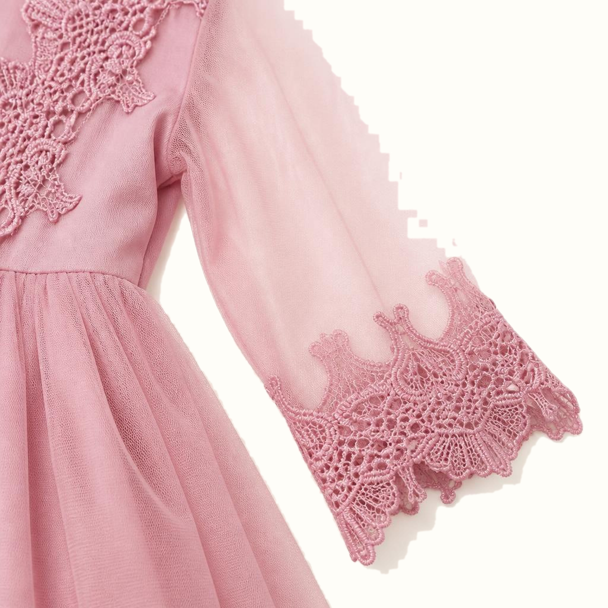 Girls' Floral Lace-Trim Dress - ZAH-1357