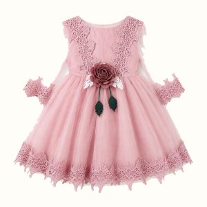 Girls' Floral Lace-Trim Dress - ZAH-1357