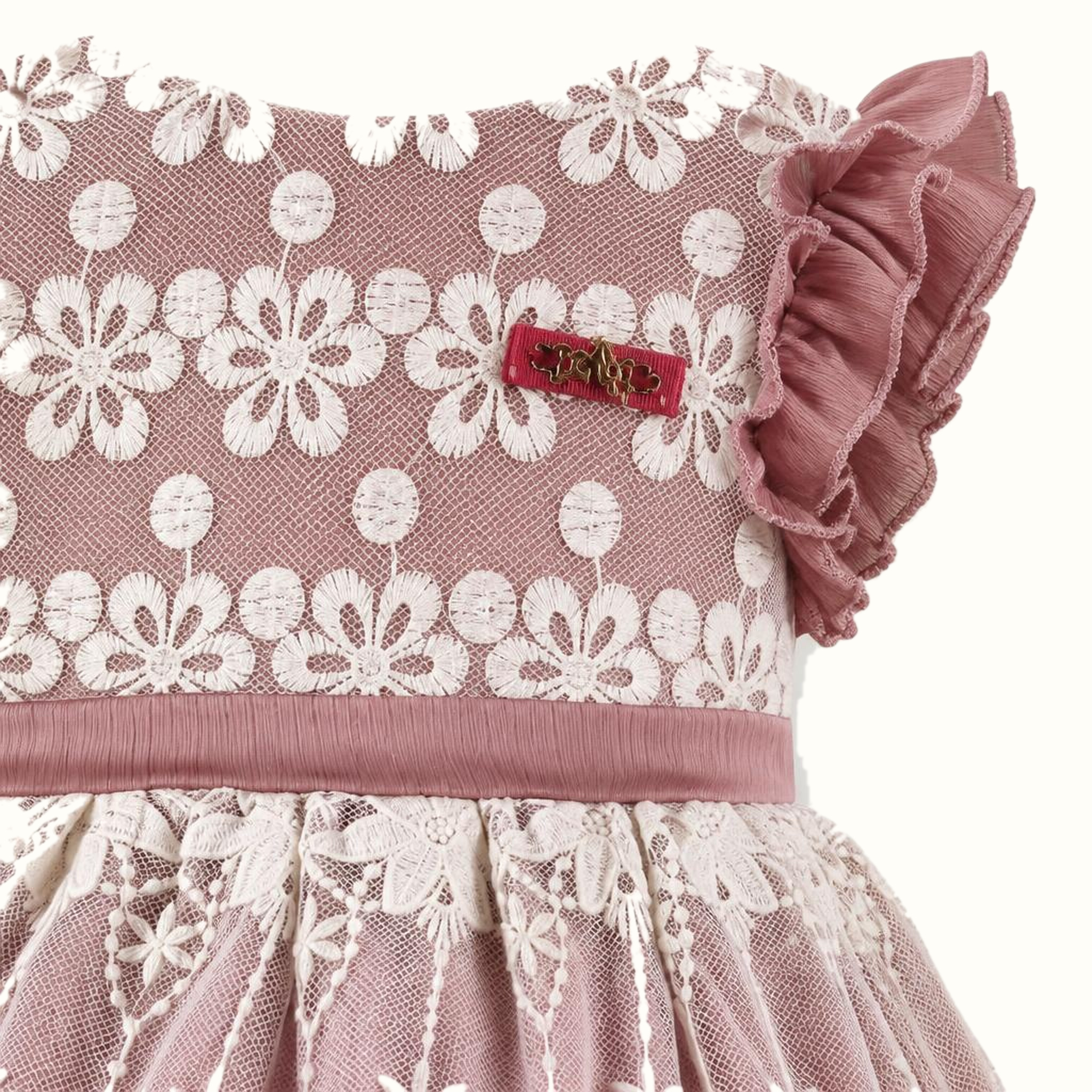 Girls' Floral Lace-Trim Ruffle Dress & Leggings Set - ZAH-1363