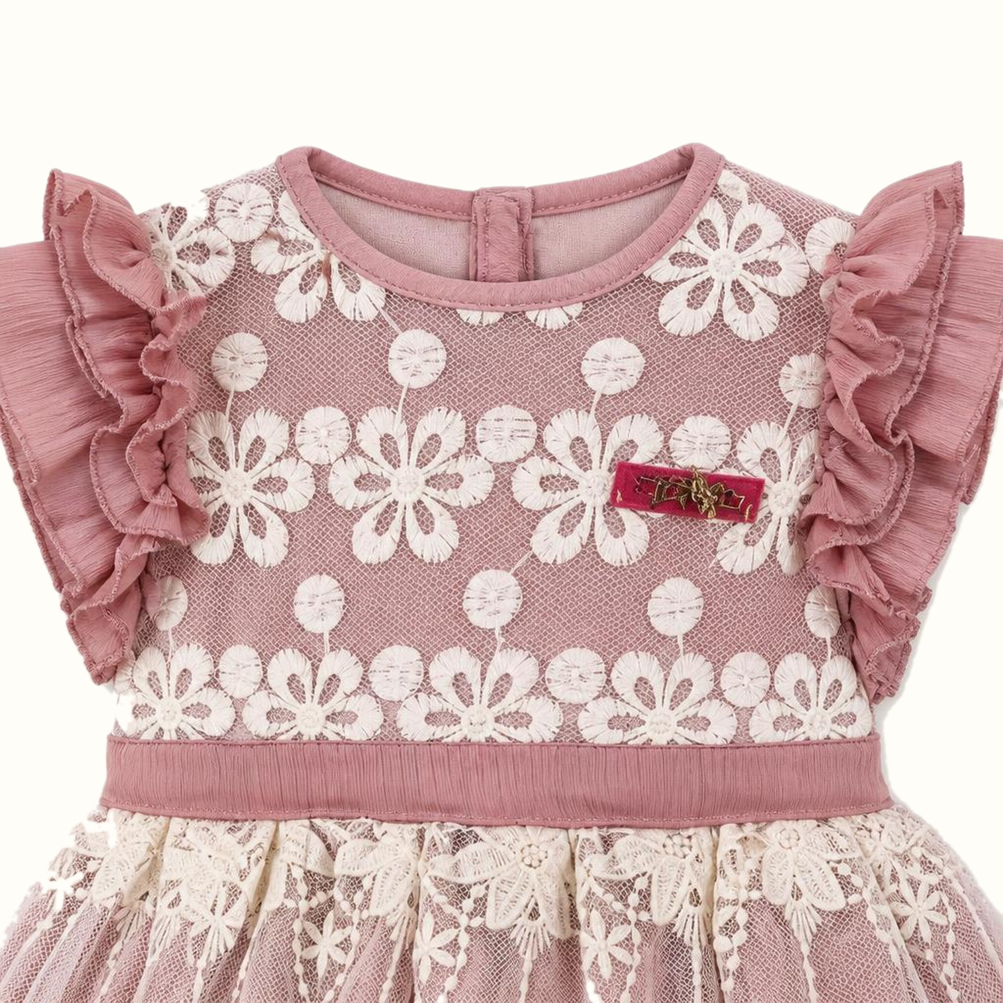 Girls' Floral Lace-Trim Ruffle Dress & Leggings Set - ZAH-1363