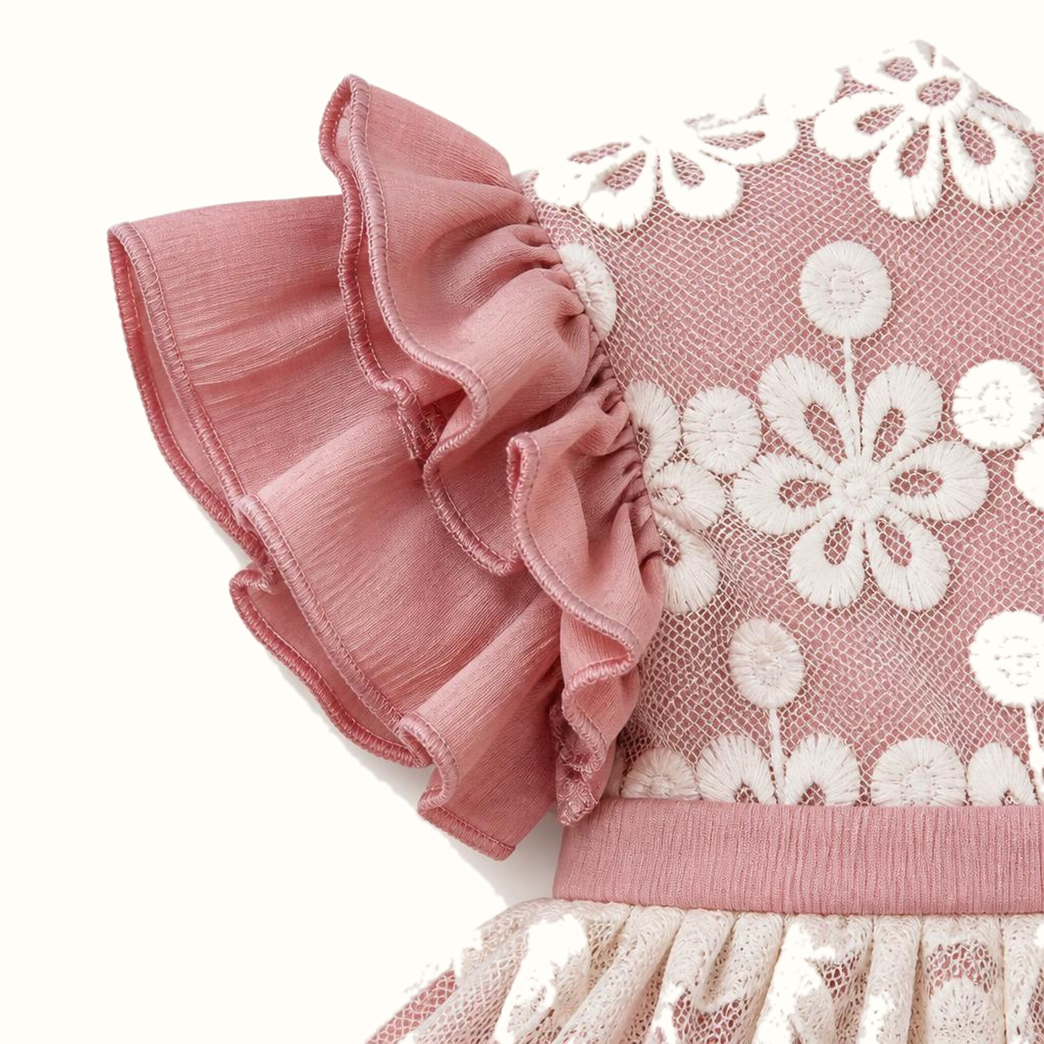 Girls' Floral Lace-Trim Ruffle Dress & Leggings Set - ZAH-1363