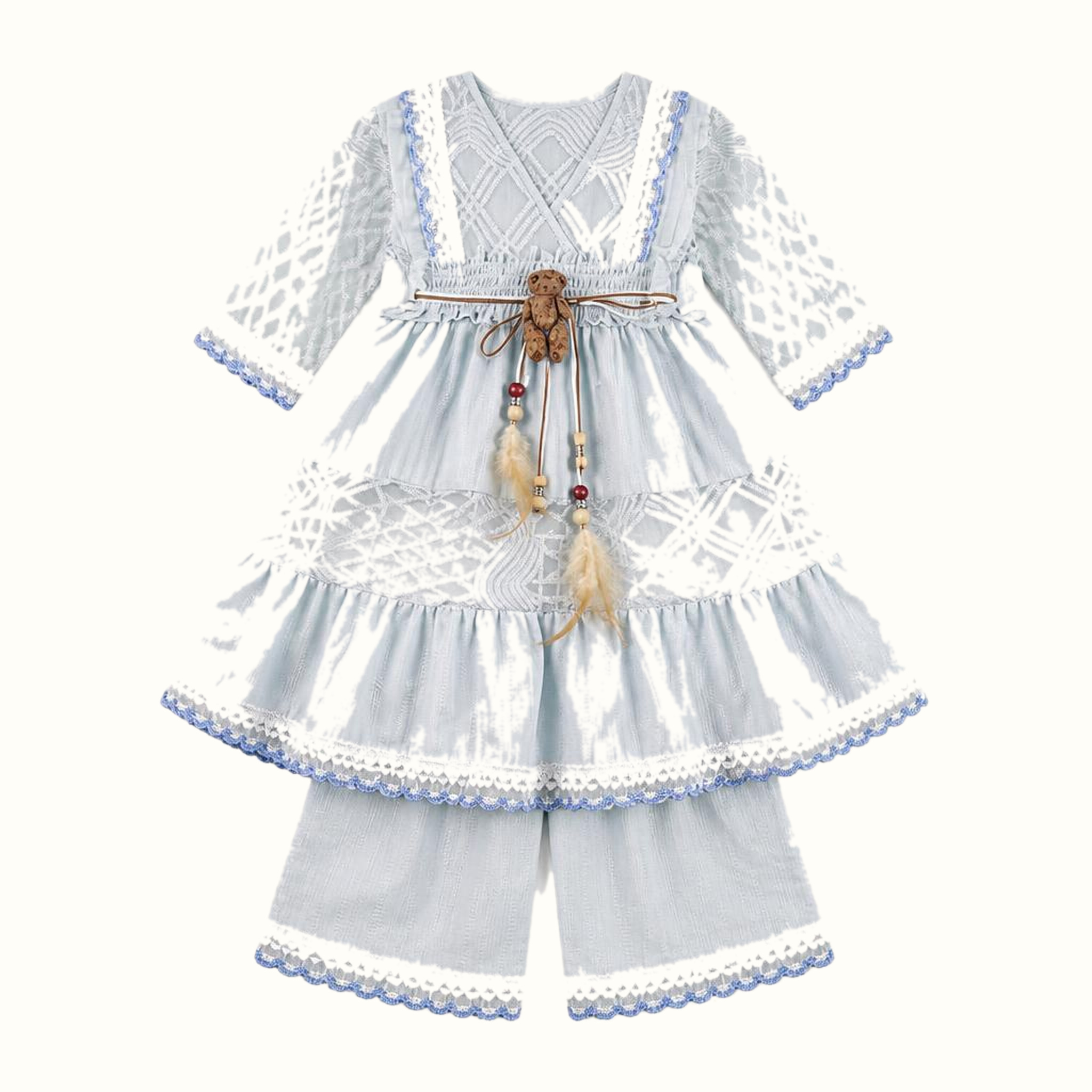 Girls' Embroidered Lace-Trim Dress - ZAH-1364