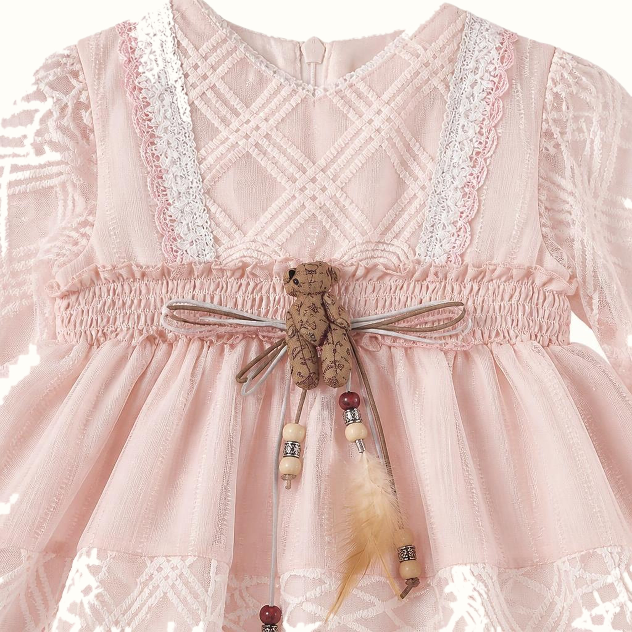 Girls' Embroidered Lace-Trim Dress - ZAH-1364