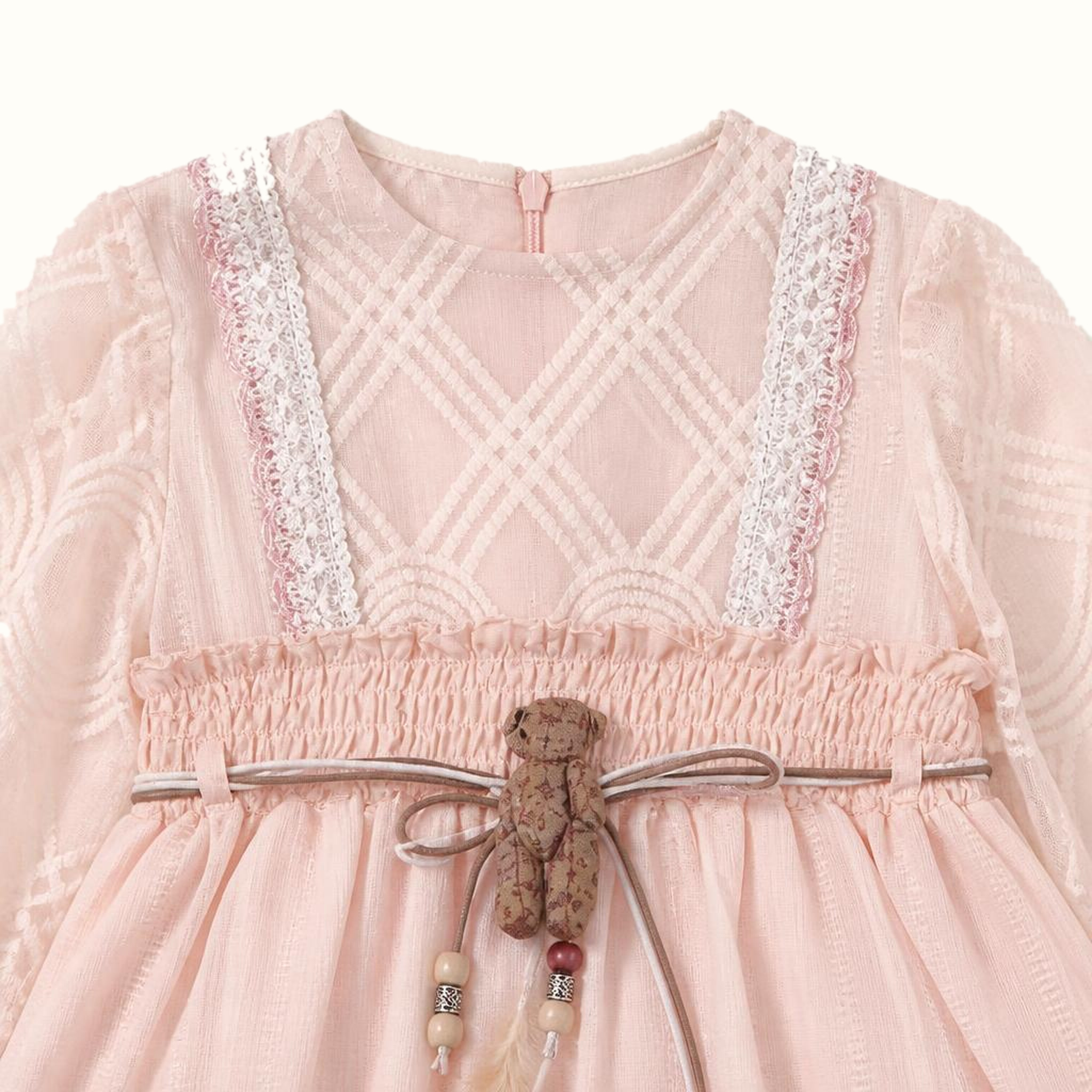 Girls' Embroidered Lace-Trim Dress - ZAH-1364