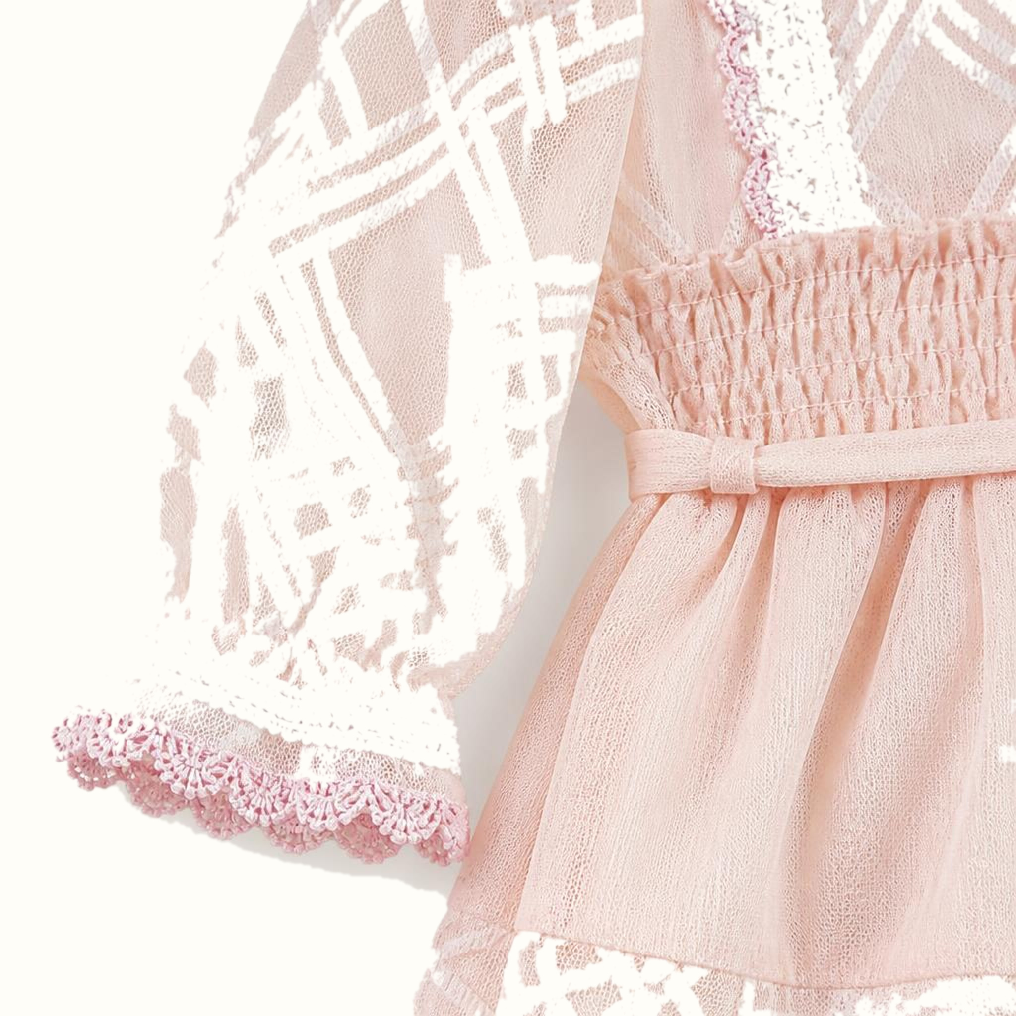 Girls' Embroidered Lace-Trim Dress - ZAH-1364