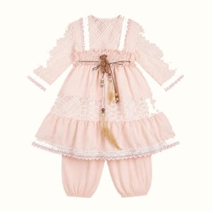 Girls' Embroidered Lace-Trim Dress - ZAH-1364