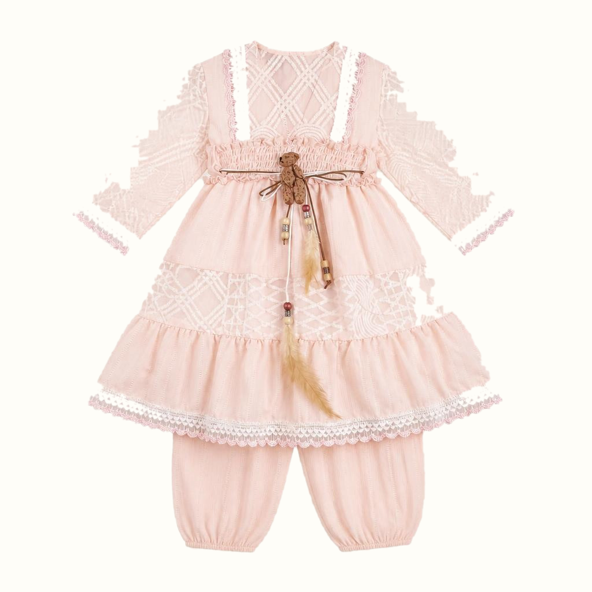 Girls' Embroidered Lace-Trim Dress - ZAH-1364