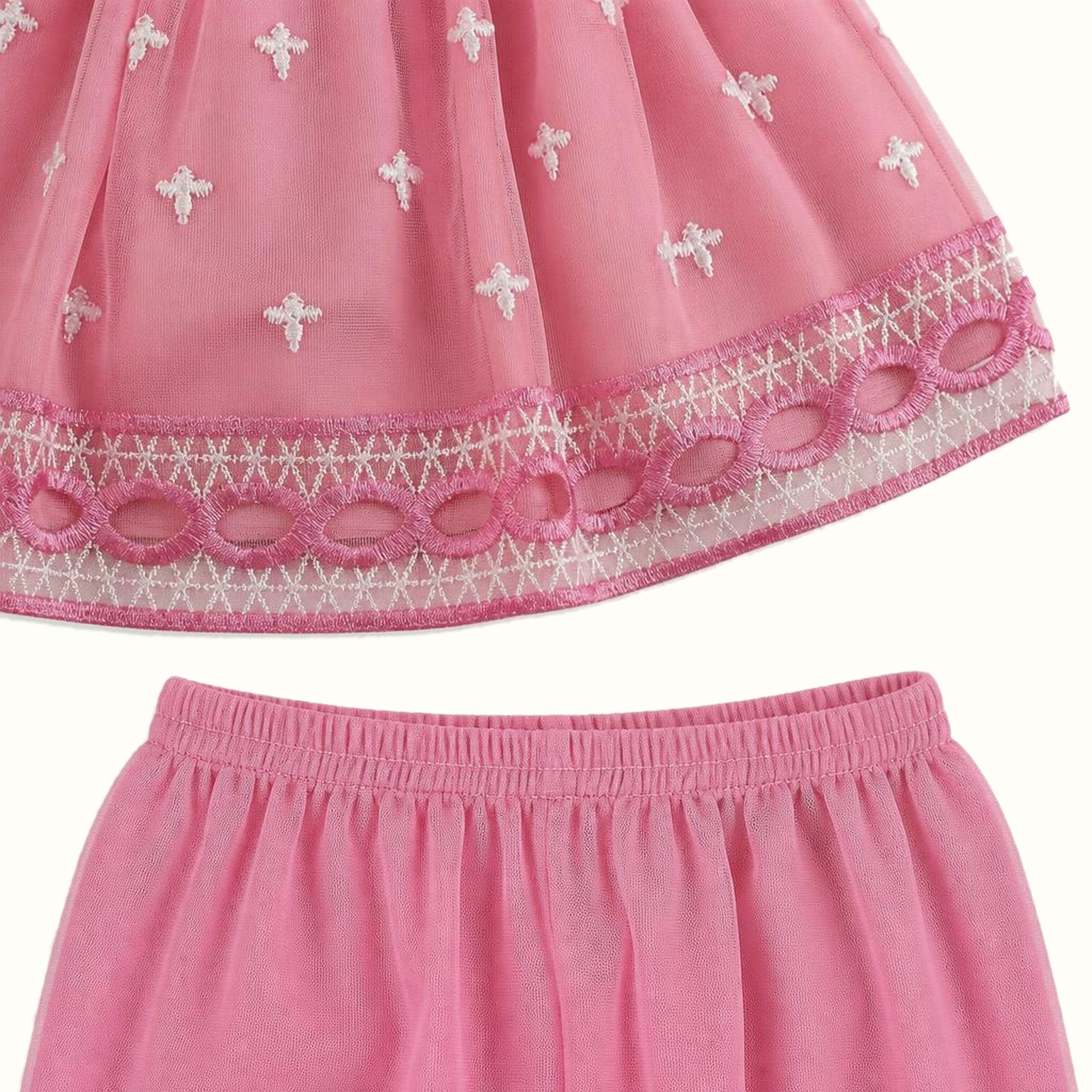 Girls' Embroidered Floral Tulle Dress - ZAH-1367