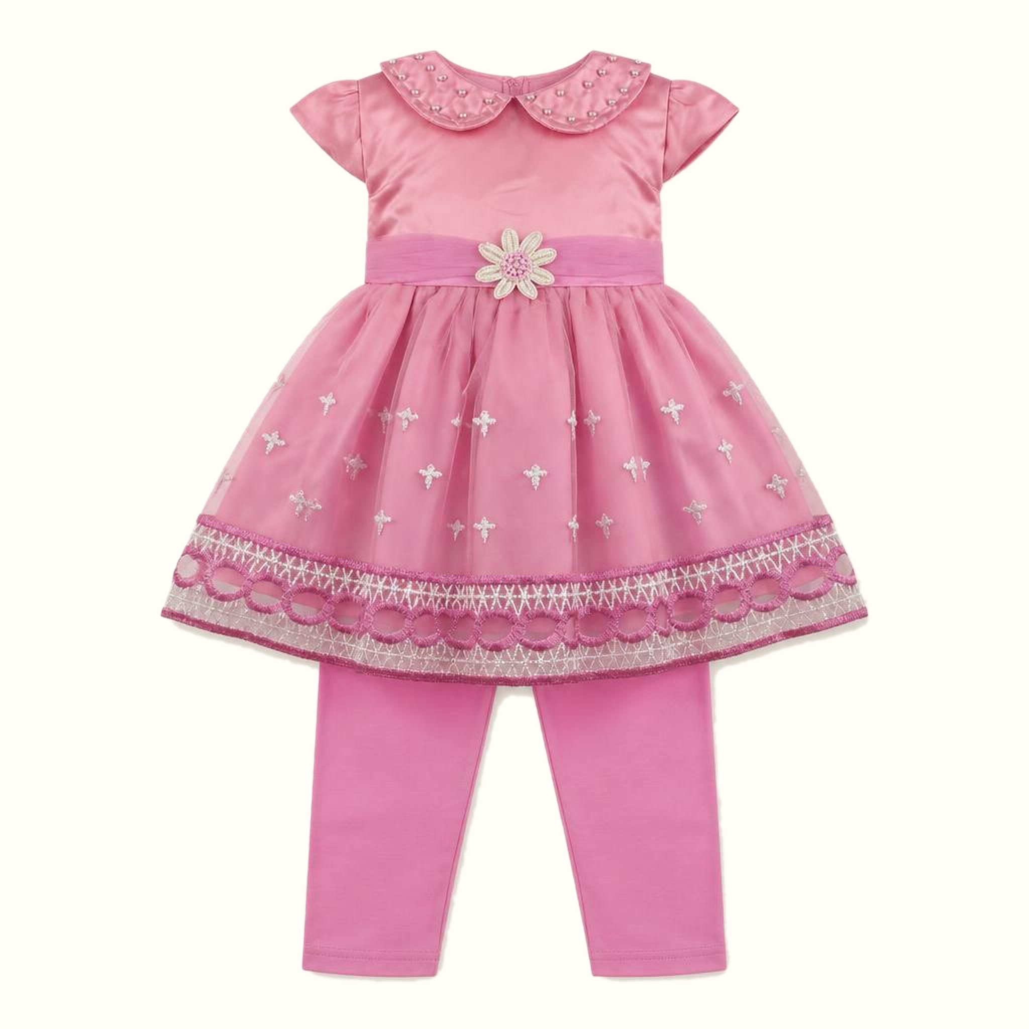 Girls' Embroidered Floral Tulle Dress - ZAH-1367