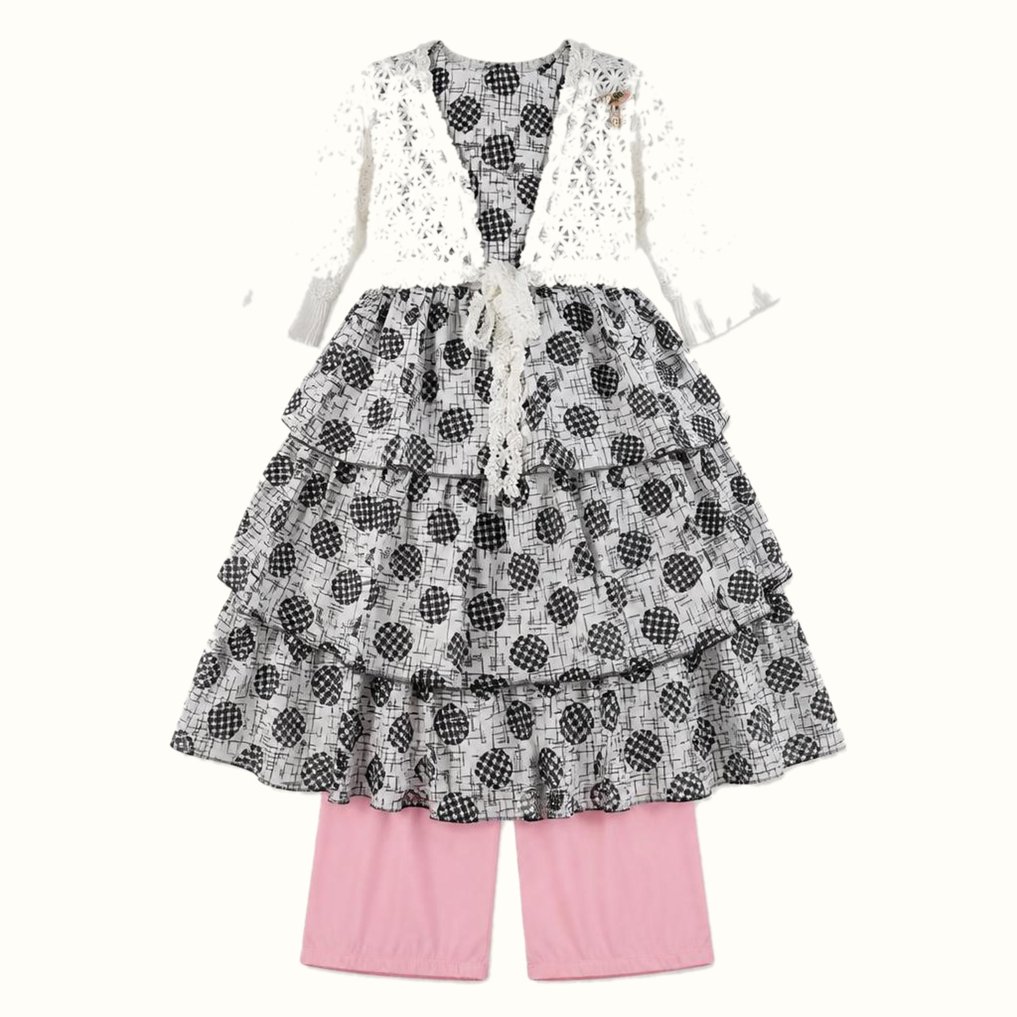 Girls' Floral Polka-Dot Dress - ZAH-1372