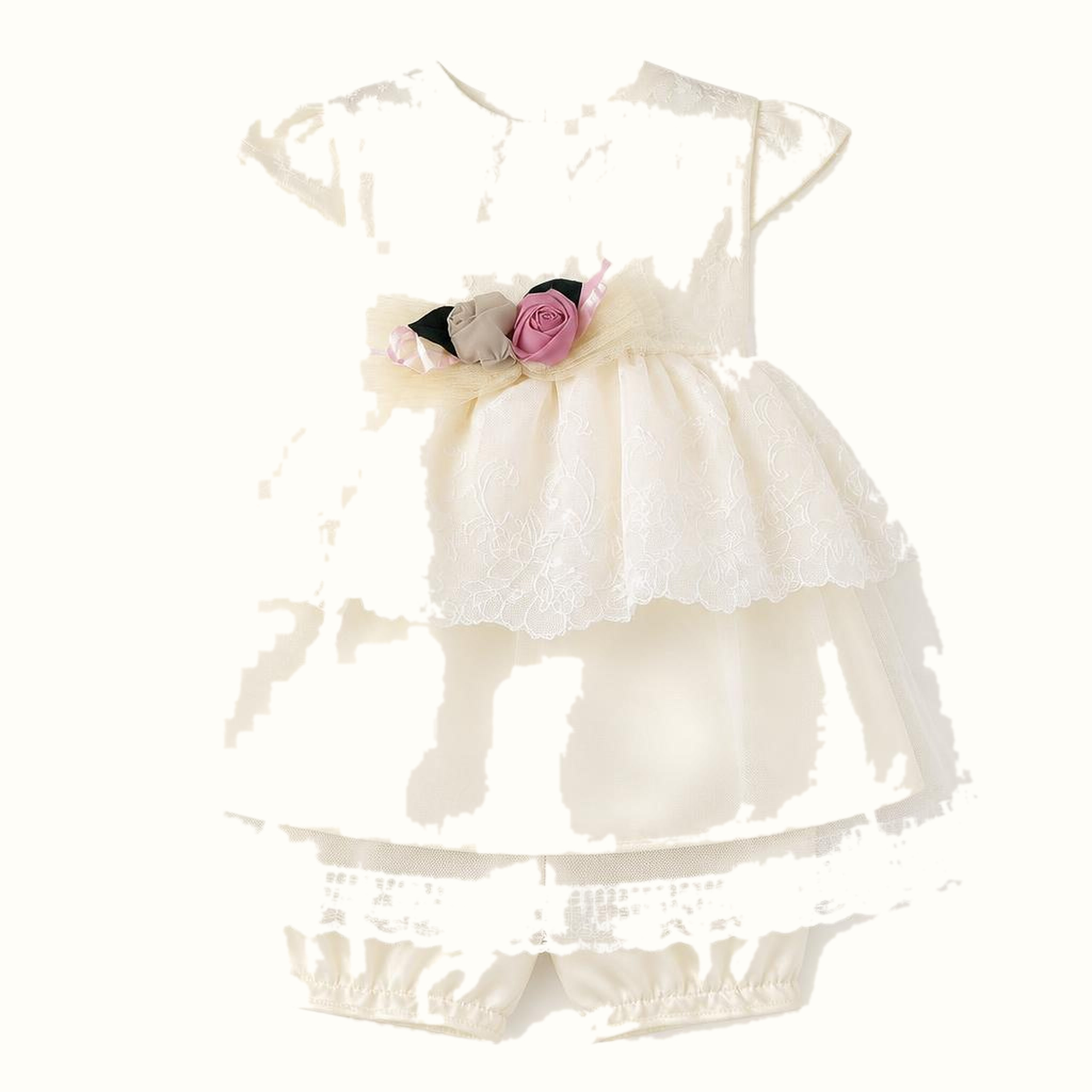 Girls' Floral Lace-Trim Bow-Detail Dress - ZAH-1375