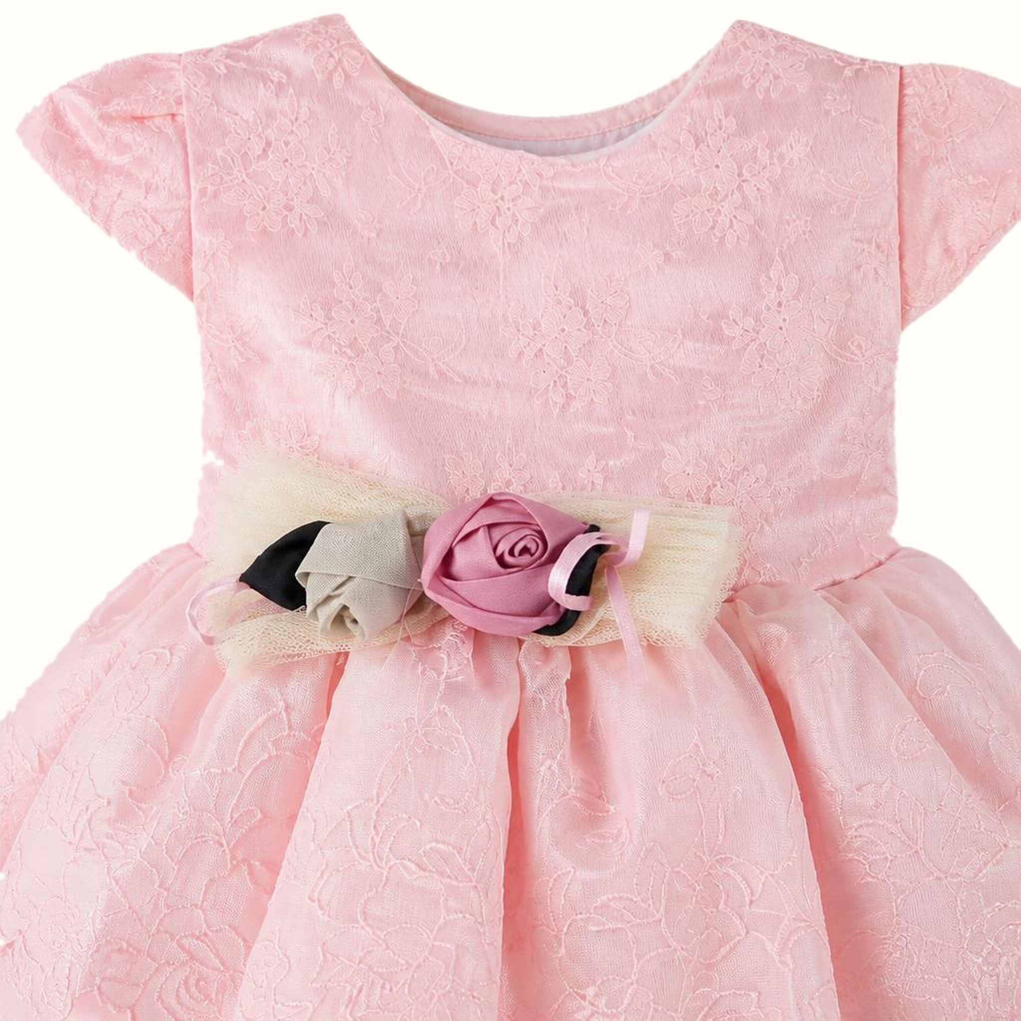 Girls' Floral Lace-Trim Bow-Detail Dress - ZAH-1375