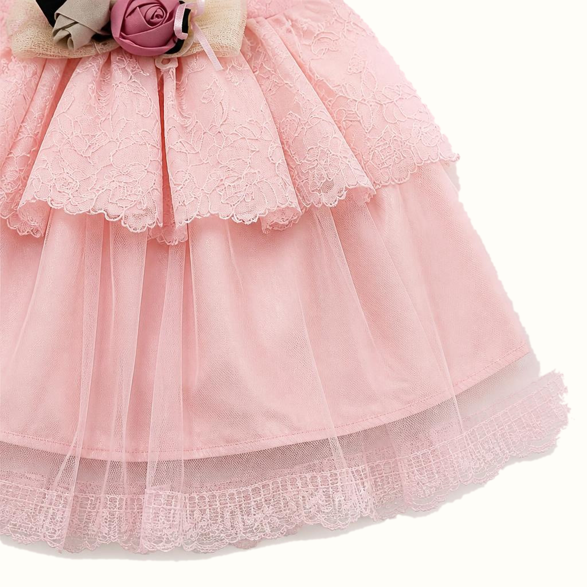 Girls' Floral Lace-Trim Bow-Detail Dress - ZAH-1375