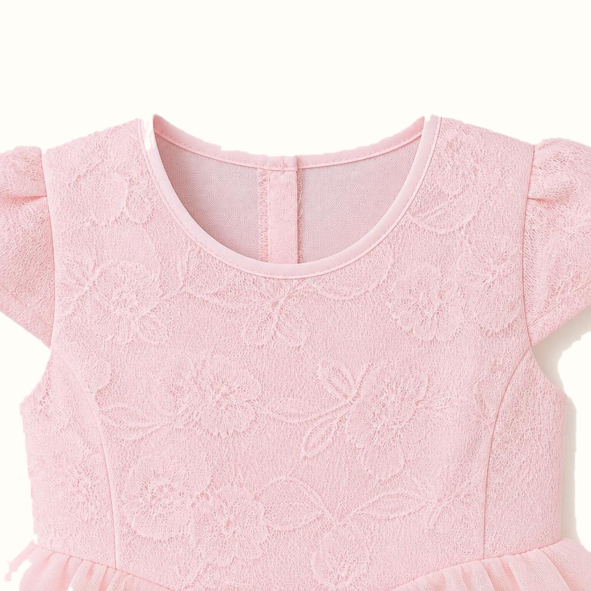 Girls' Floral Lace-Trim Bow-Detail Dress - ZAH-1375