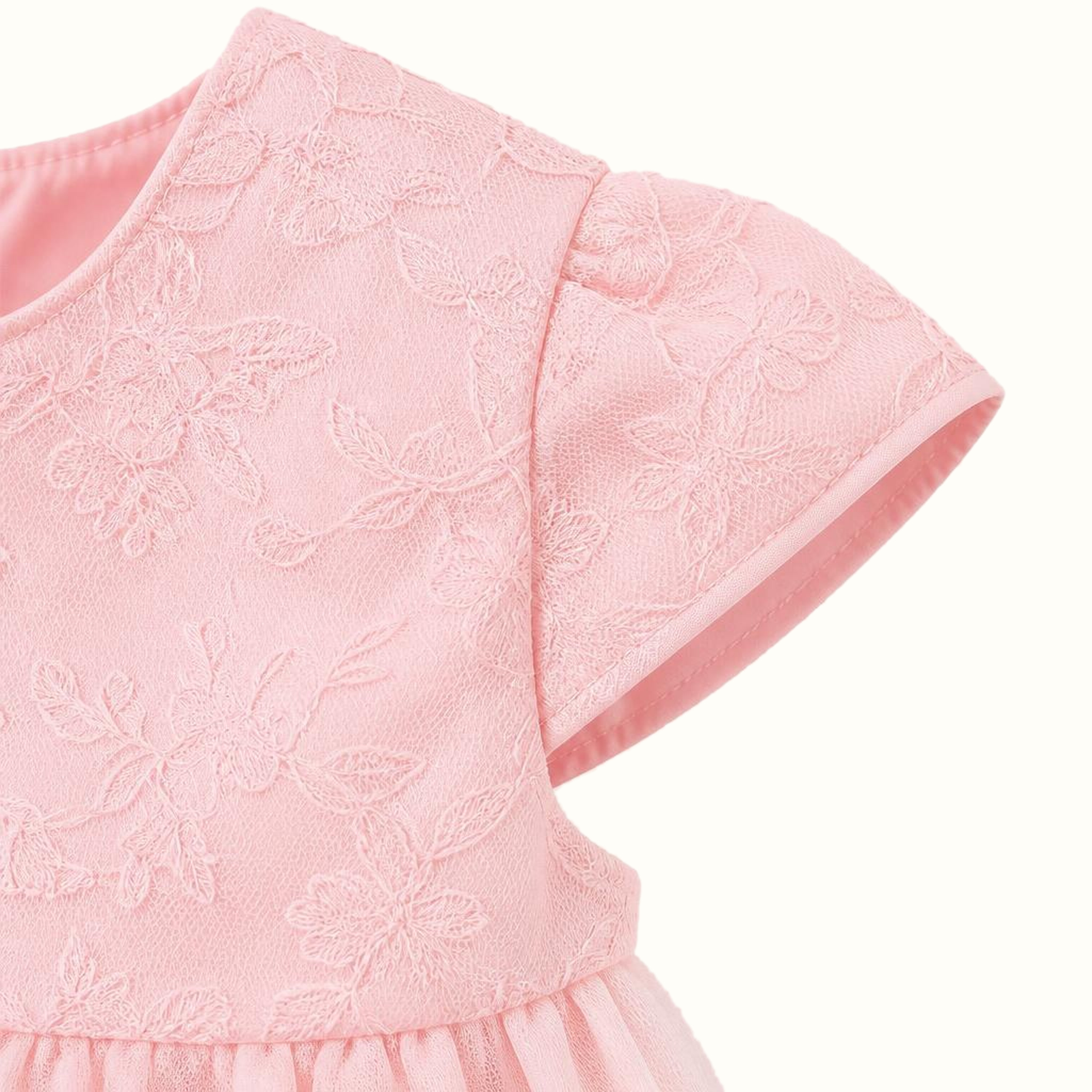 Girls' Floral Lace-Trim Bow-Detail Dress - ZAH-1375