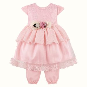 Girls' Floral Lace-Trim Bow-Detail Dress - ZAH-1375