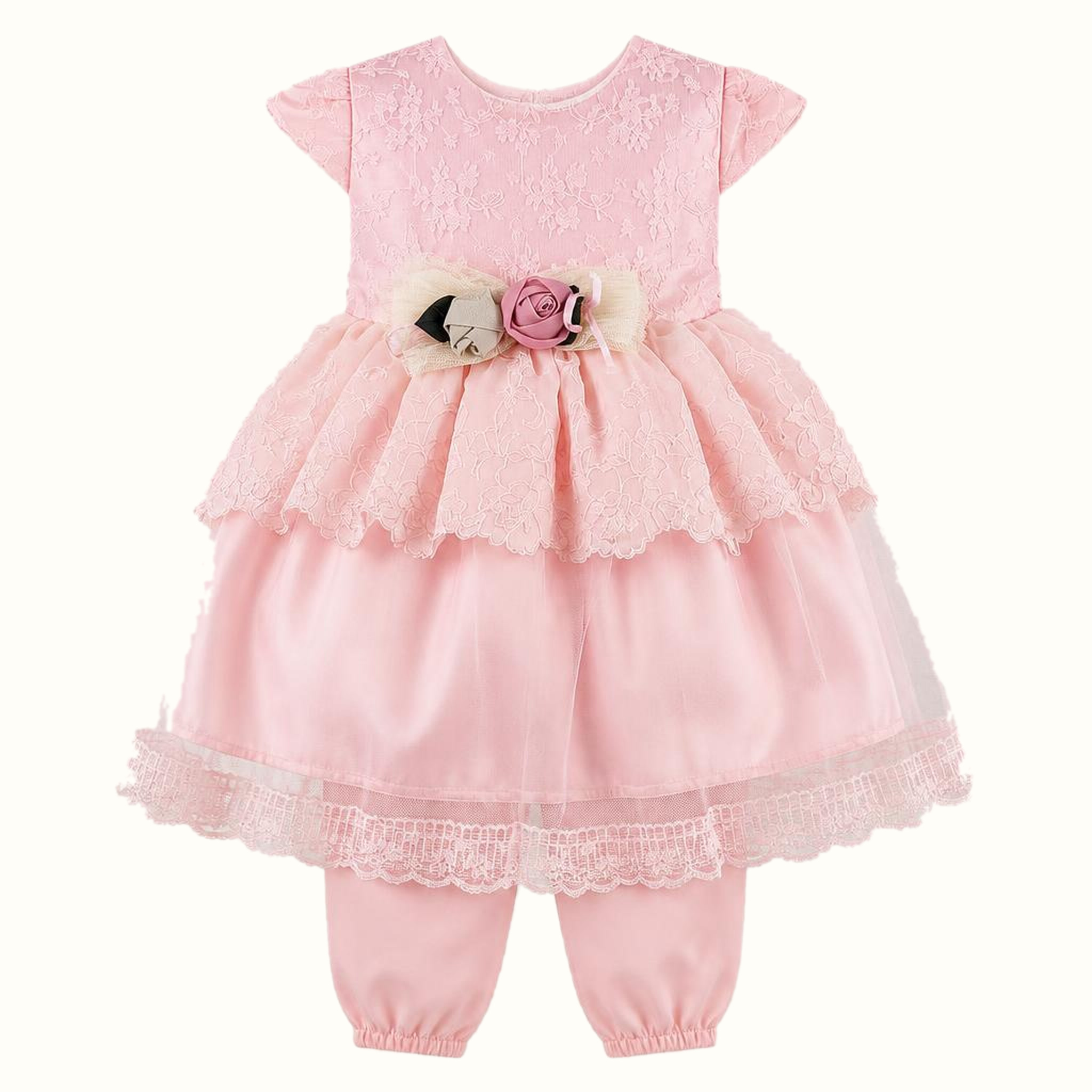 Girls' Floral Lace-Trim Bow-Detail Dress - ZAH-1375