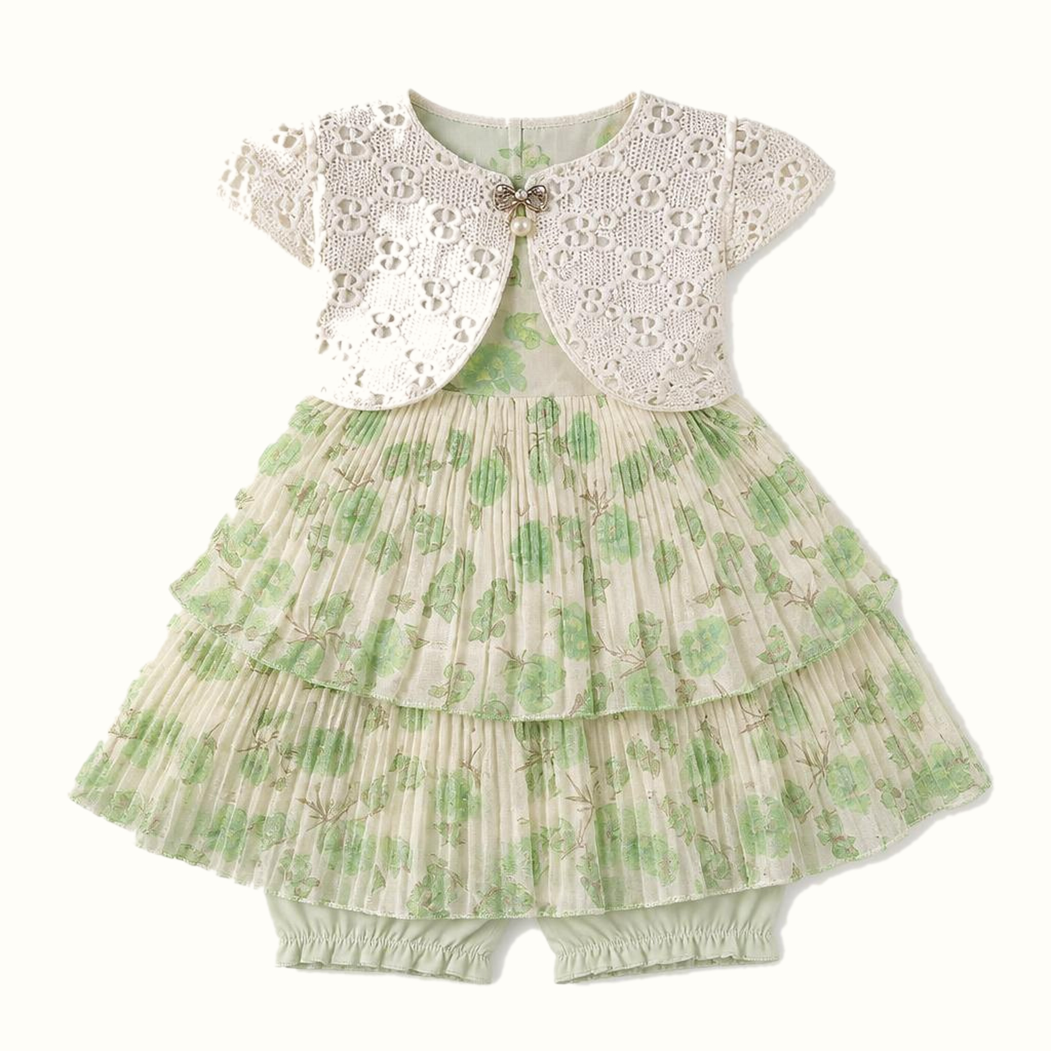 Girls' Floral Bow-Detail Jacket & Dress - ZAH-1377