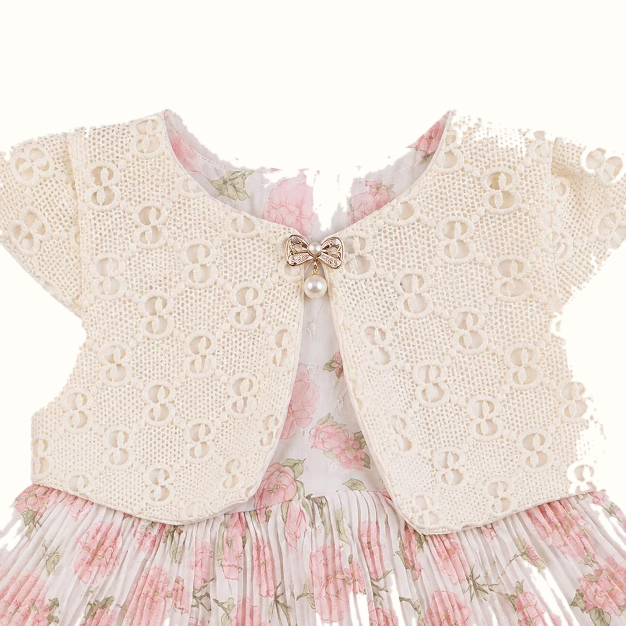 Girls' Floral Bow-Detail Jacket & Dress - ZAH-1377